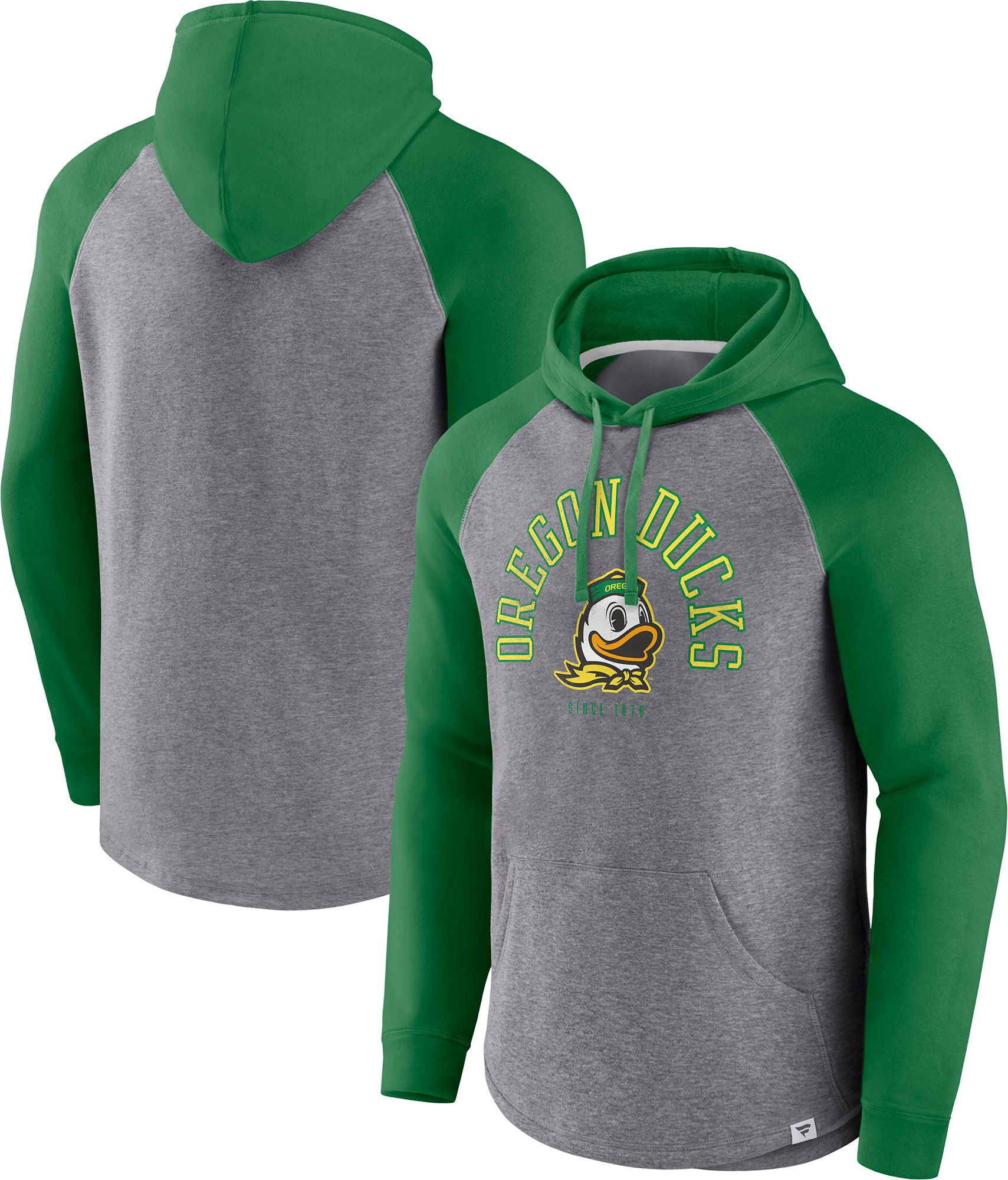 NCAA Men's Oregon Ducks Grey Raglan Pullover Hoodie