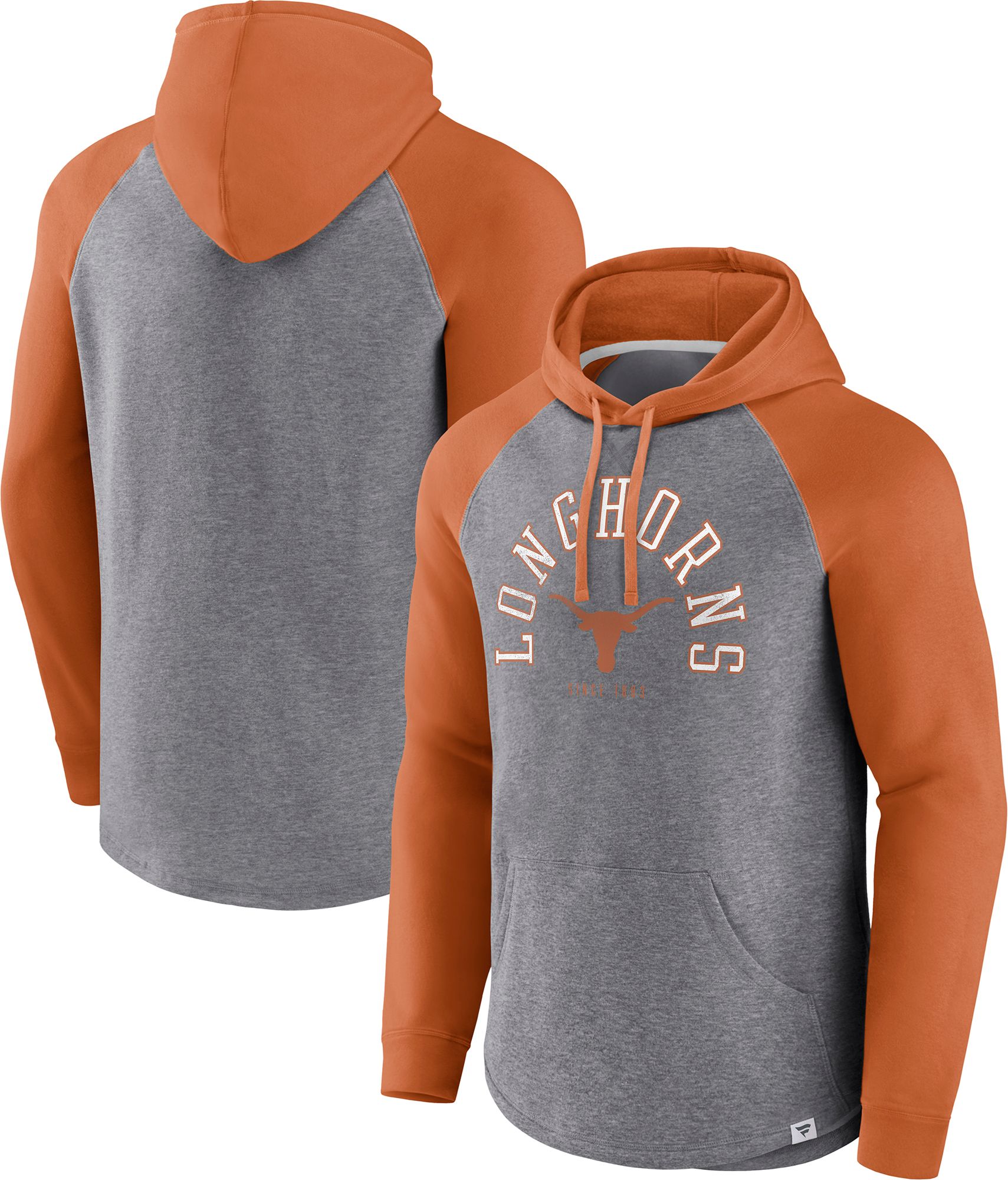 NCAA Men's Texas Longhorns Grey Raglan Pullover Hoodie