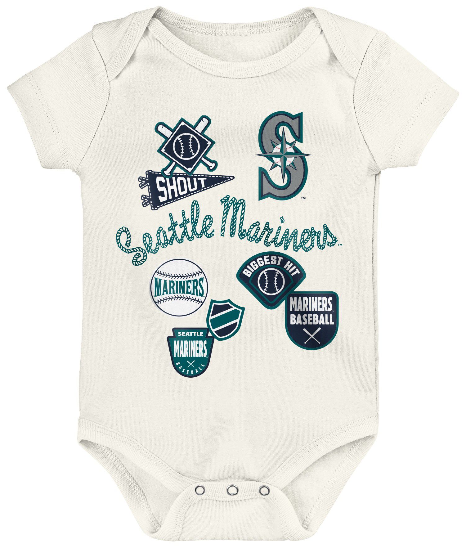 MLB Team Apparel Infant Seattle Mariners Home Plate 3-Piece Creeper product image