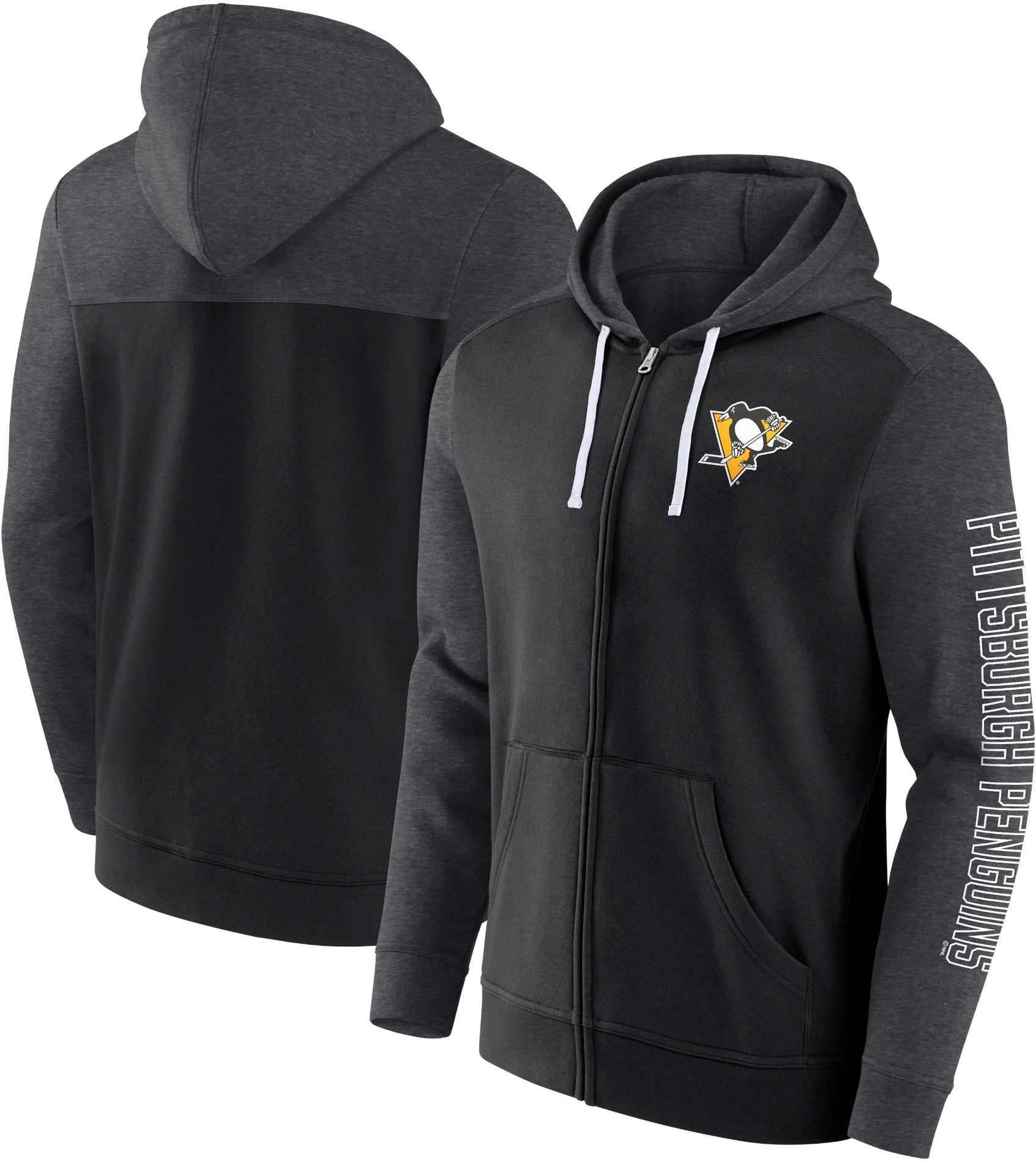 NHL Pittsburgh Penguins Sleeve Hits Black Full-Zip Hoodie