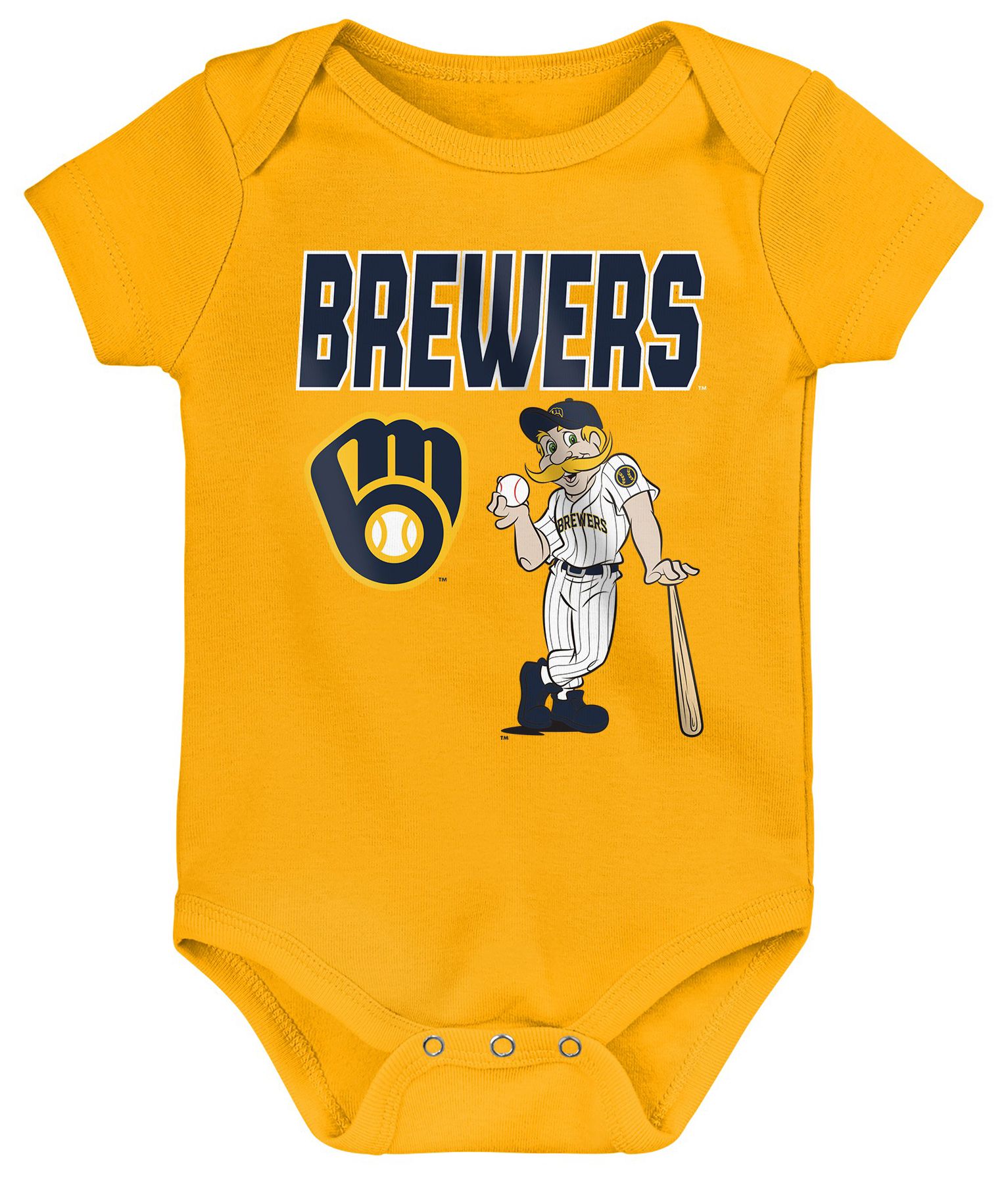MLB Team Apparel Newborn Milwaukee Brewers Home Plate 3-Piece Creeper product image