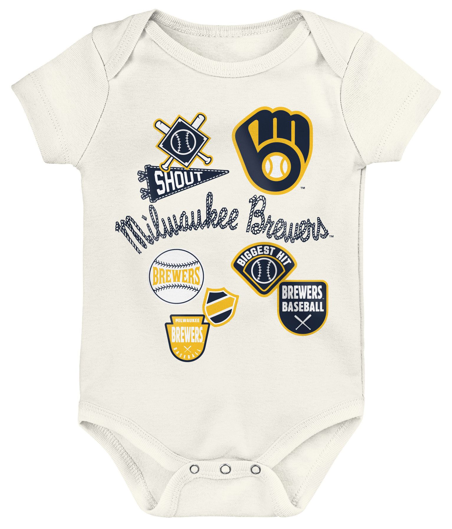 MLB Team Apparel Newborn Milwaukee Brewers Home Plate 3-Piece Creeper product image