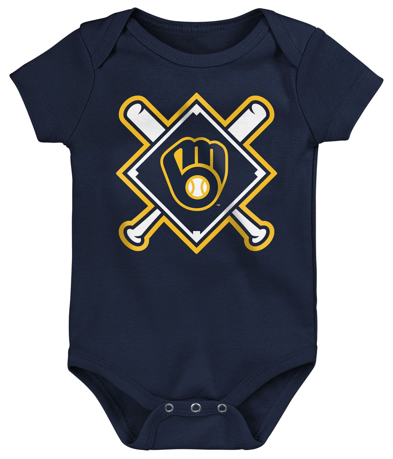 MLB Team Apparel Newborn Milwaukee Brewers Home Plate 3-Piece Creeper product image