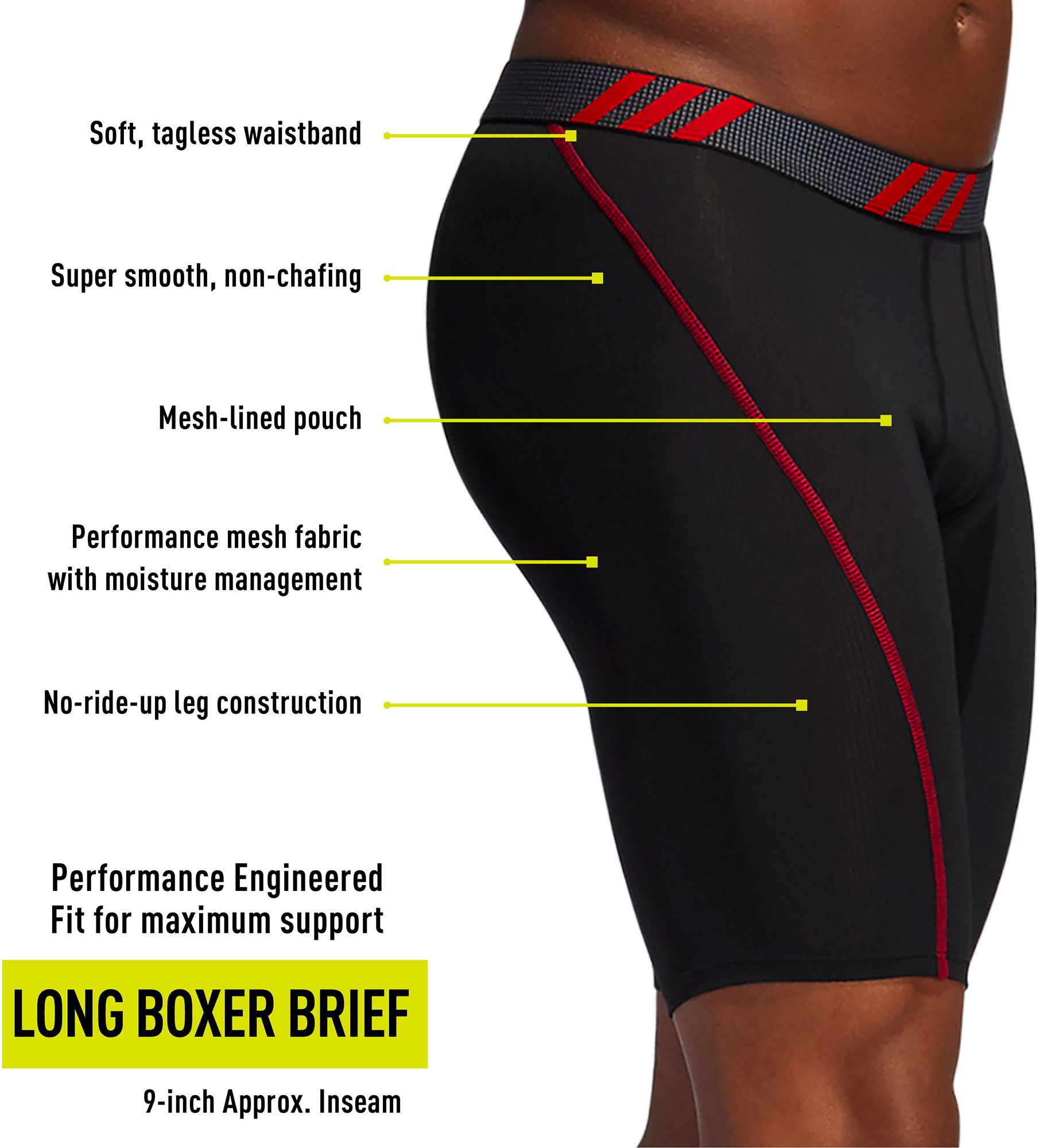 adidas Men's Sport Performance Mesh Long Boxer Briefs – 3 Pack product image