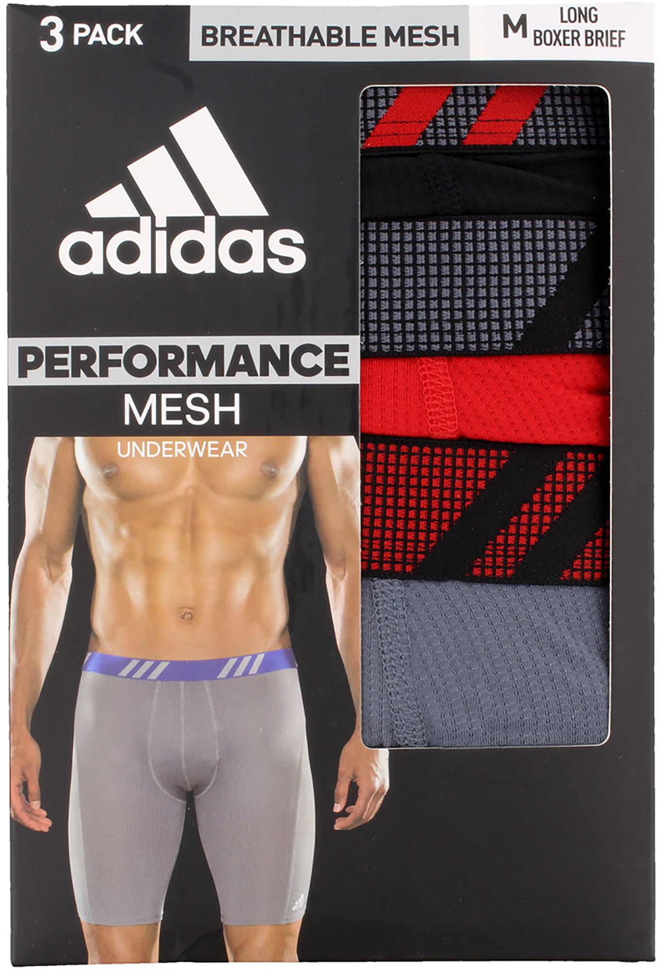 adidas Men's Sport Performance Mesh Long Boxer Briefs – 3 Pack product image