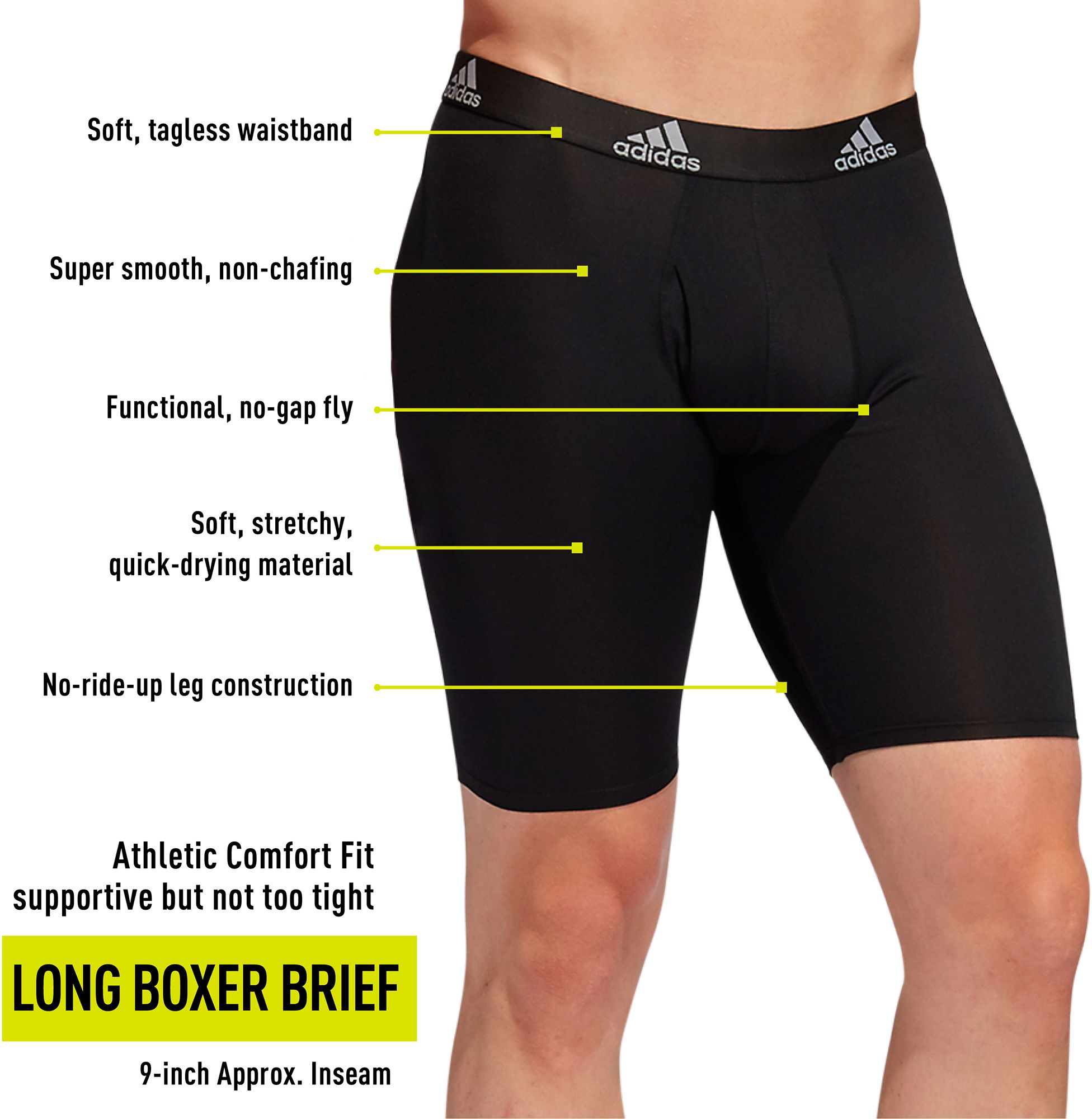 adidas Men's Performance Long Boxer Briefs – 3 Pack product image