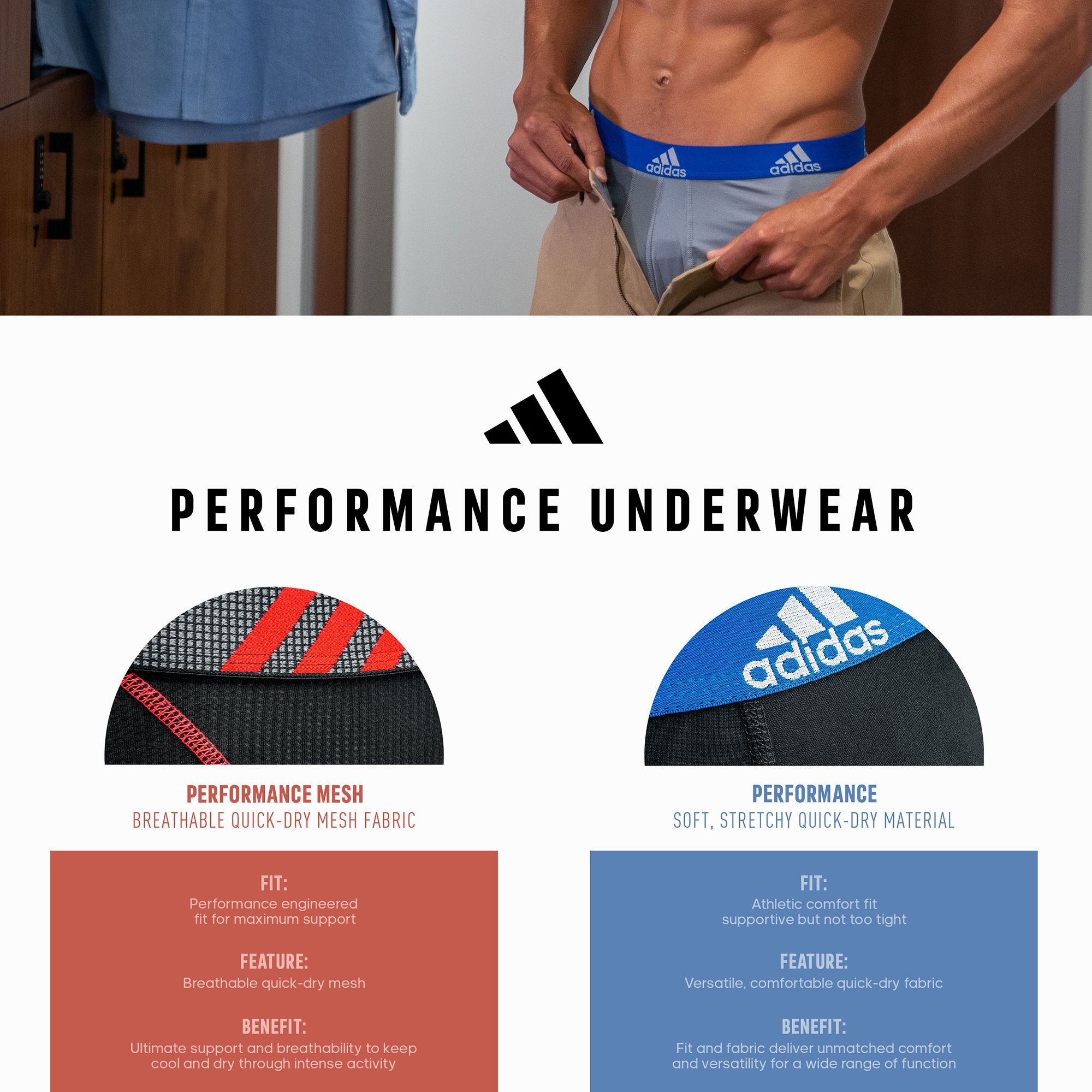 adidas Mens Performance Boxer Brief Underwear (1 Pack) : :  Clothing, Shoes & Accessories