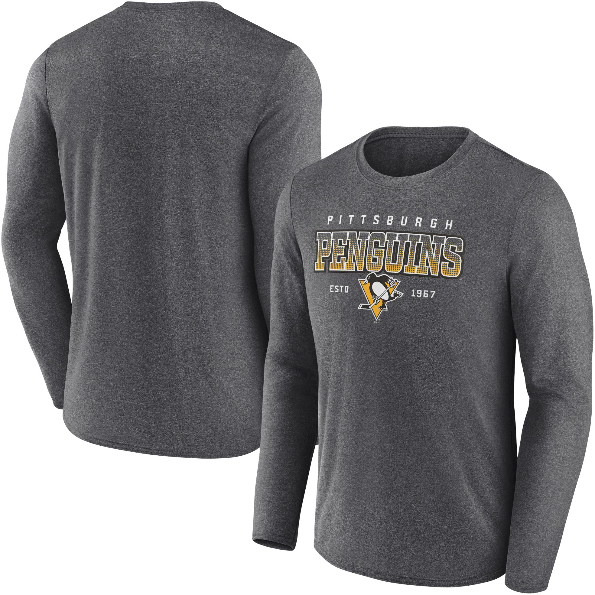 NHL Pittsburgh Penguins Team Wordmark Heather Grey Long Sleeve Shirt