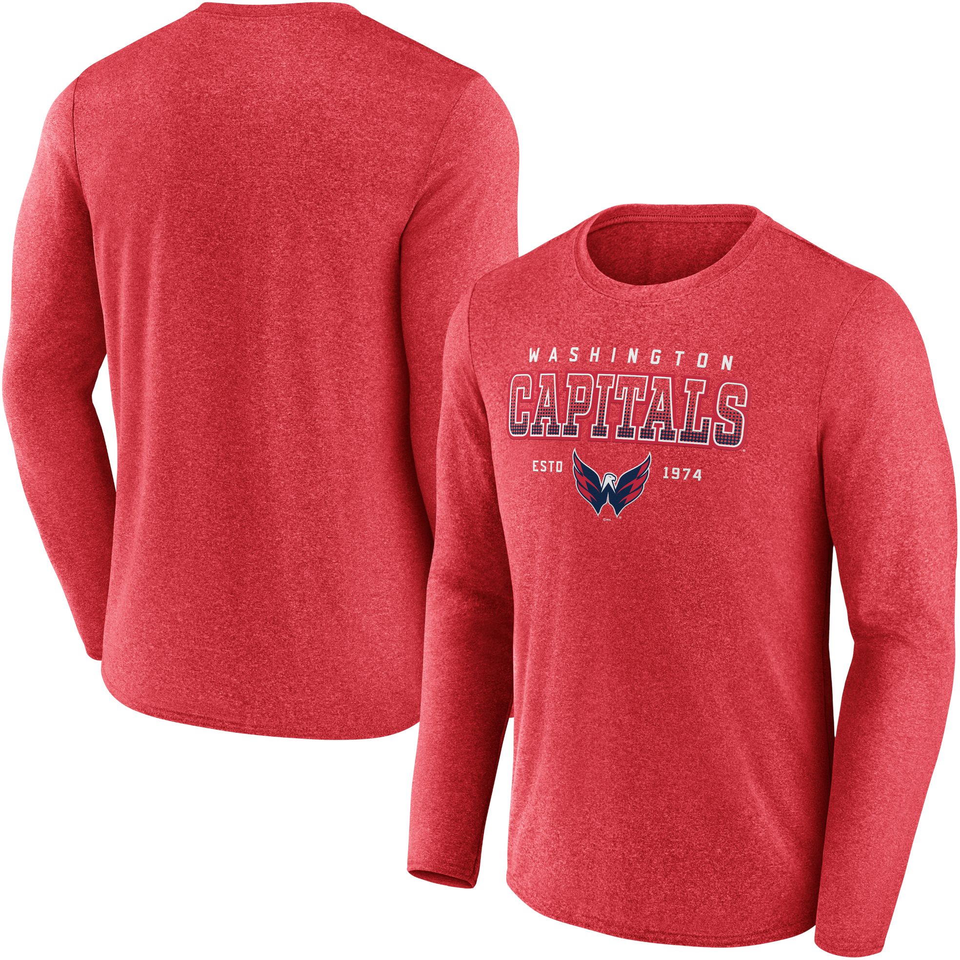 NHL Washington Capitals Team Wordmark Heather Red Long Sleeve Shirt