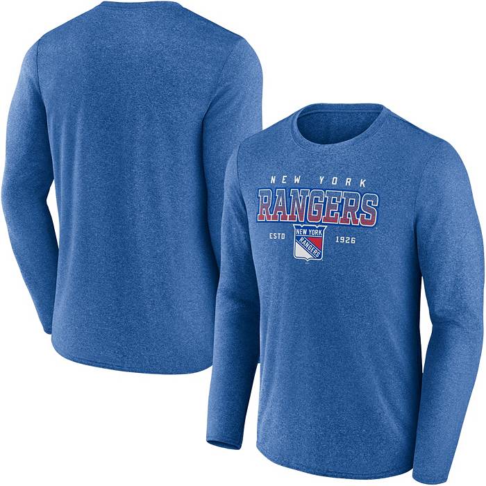 NHL New York Rangers Team Wordmark Heather Blue Long Sleeve Shirt