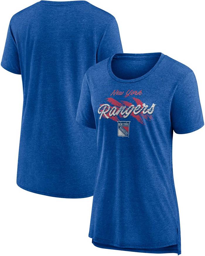 Fanatics NHL Women's New York Rangers Vintage Grey Tri-Blend T-Shirt, Large