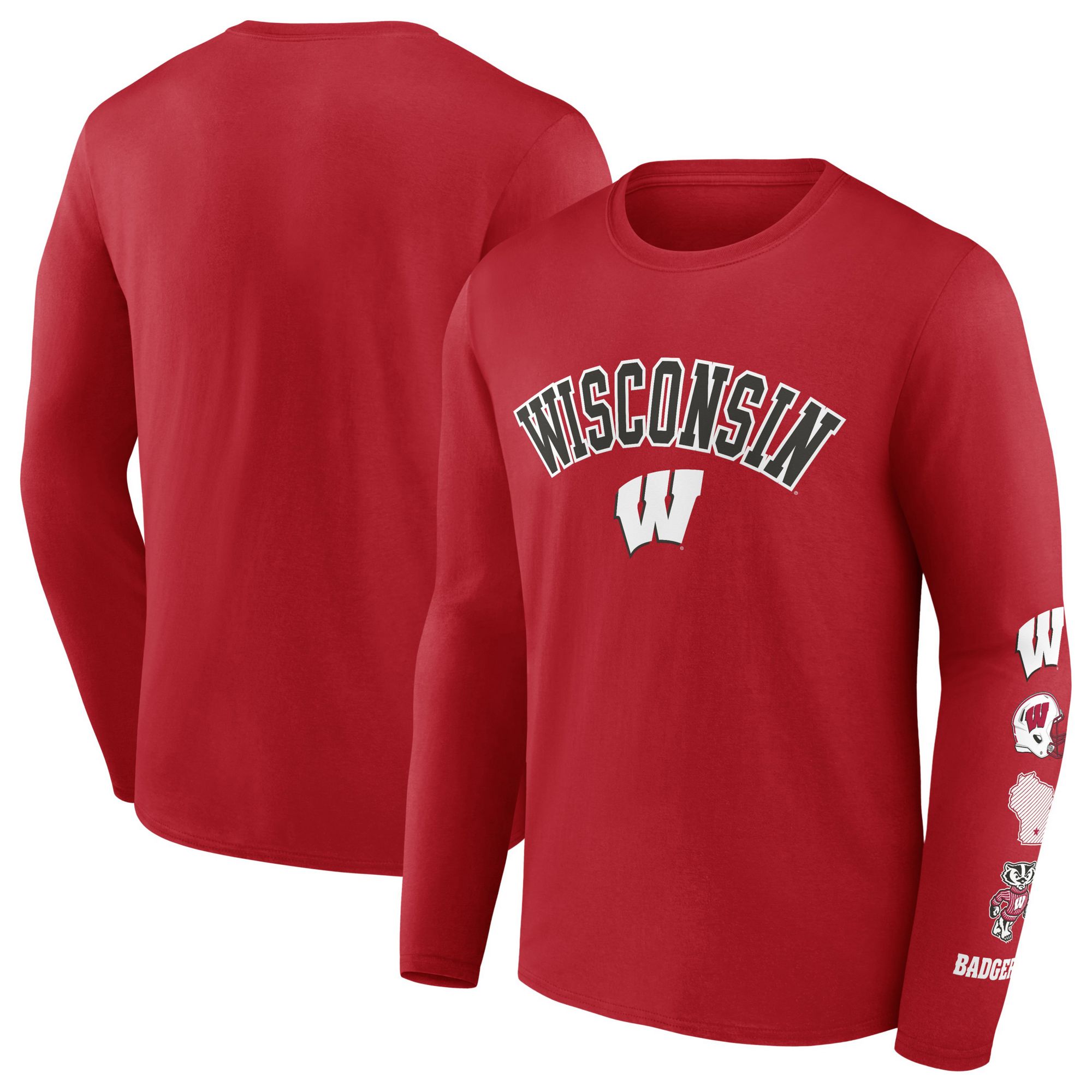NCAA Men's Wisconsin Badgers Badging Red Long Sleeve Shirt product image