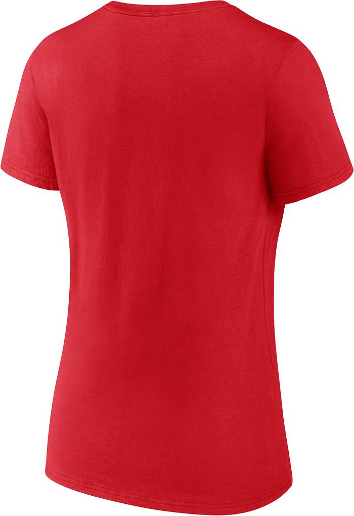 Women's Fanatics Branded Red Philadelphia Phillies Official Team Logo V-Neck T-Shirt Size: Small