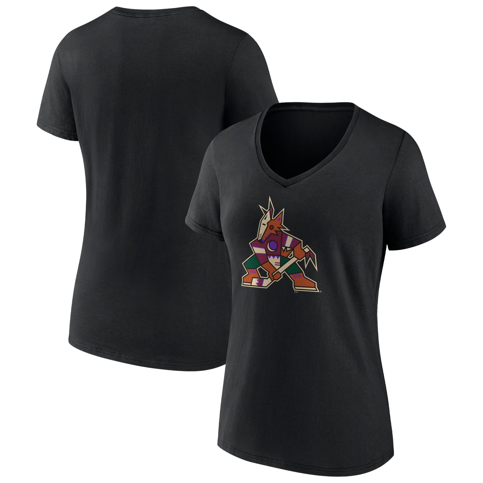 NHL Women's Arizona Coyotes Team Black V-Neck T-Shirt