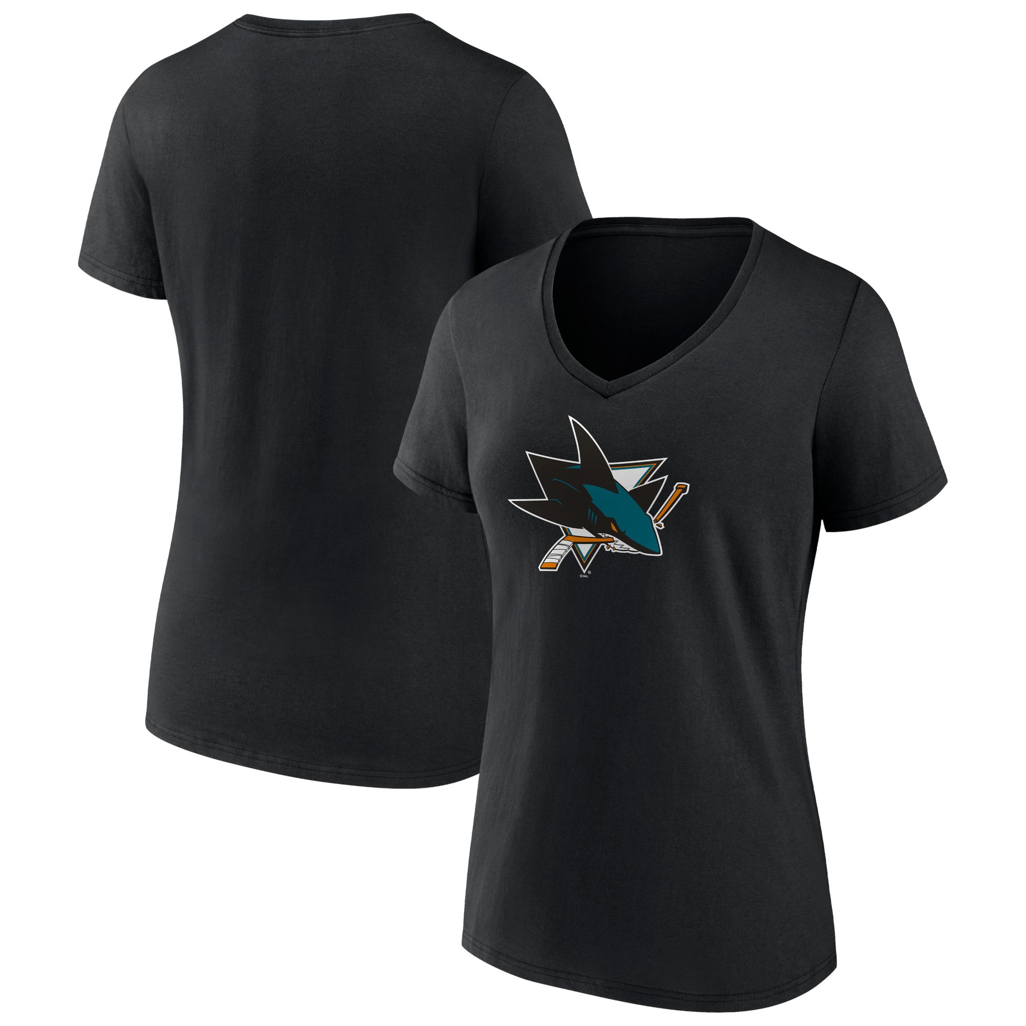 NHL Women's San Jose Sharks Team Black V-Neck T-Shirt