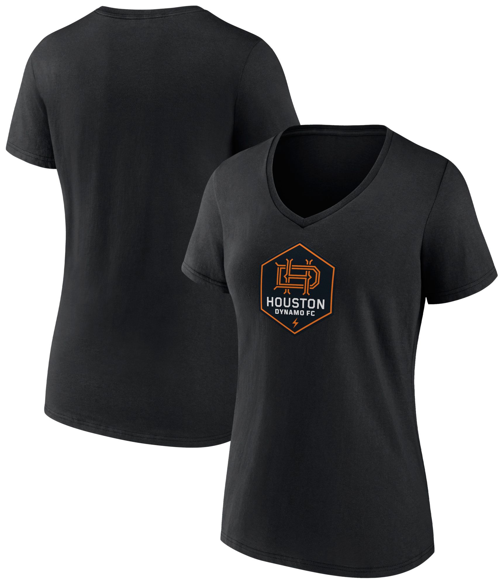 MLS Women's Houston Dynamo Team Logo Black V-Neck T-Shirt product image