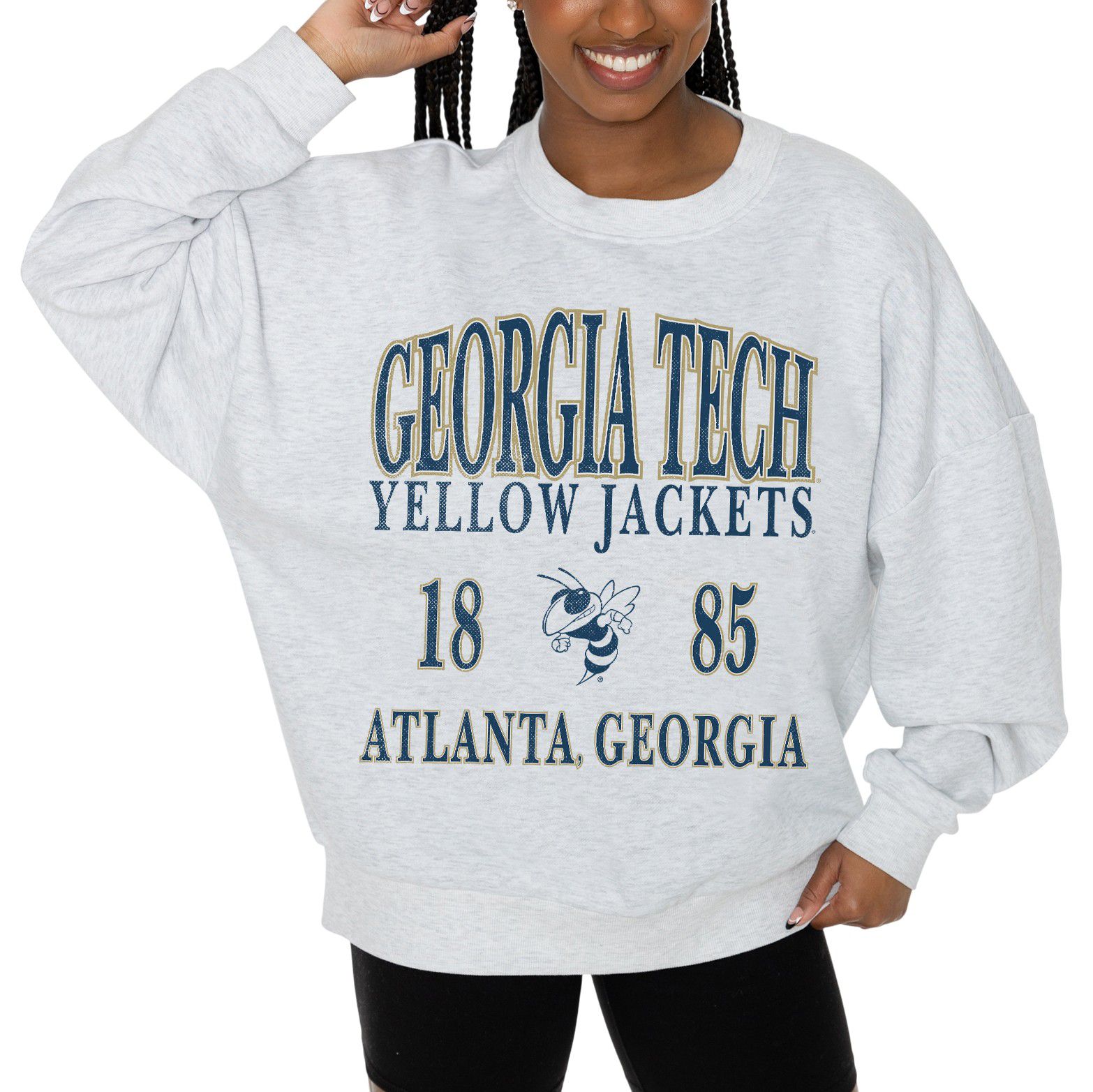 Gameday Couture Women's Georgia Tech Yellow Jackets Ash Premium Fleece Crewneck Sweatshirt product image