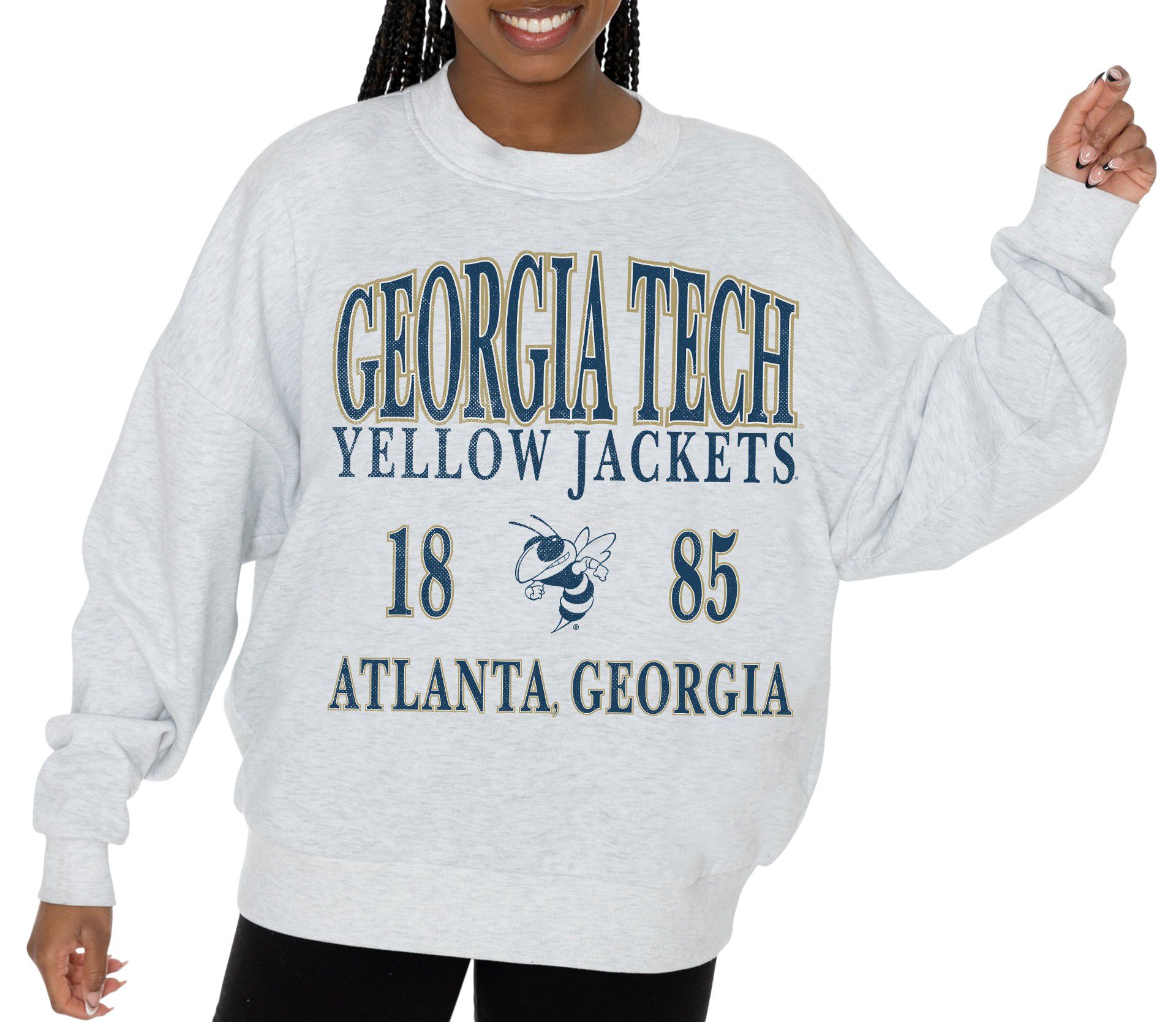 Gameday Couture Women's Georgia Tech Yellow Jackets Ash Premium Fleece Crewneck Sweatshirt product image