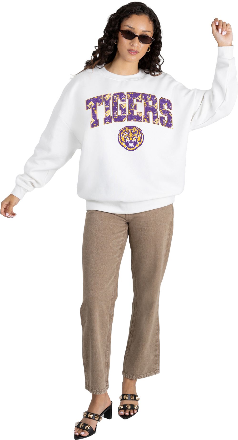 Gameday Couture Women's LSU Tigers White Fleece Drop Shoulder Crewneck Sweatshirt product image