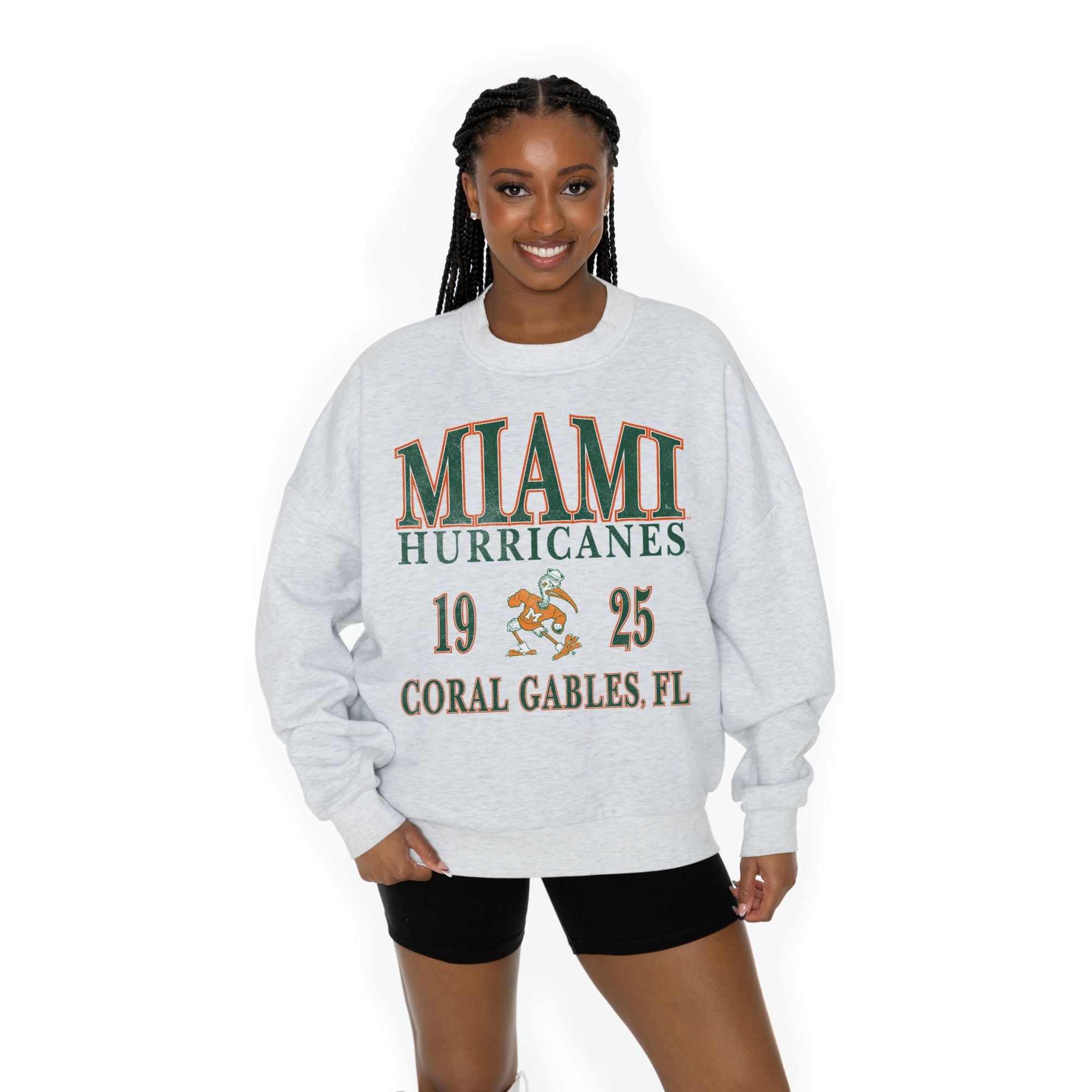 Gameday Couture Women's Miami Hurricanes White Oversized Crewneck Sweatshirt product image