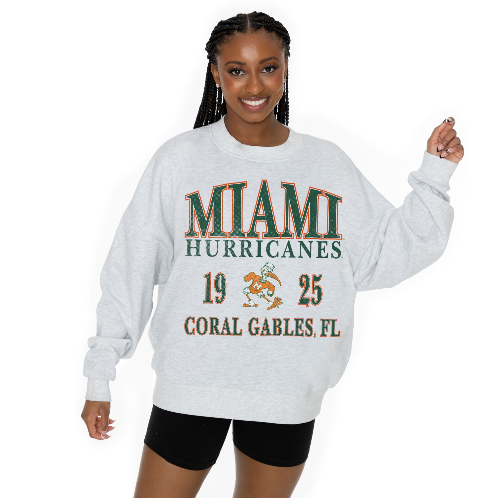 Gameday Couture Women's Miami Hurricanes White Oversized Crewneck Sweatshirt product image