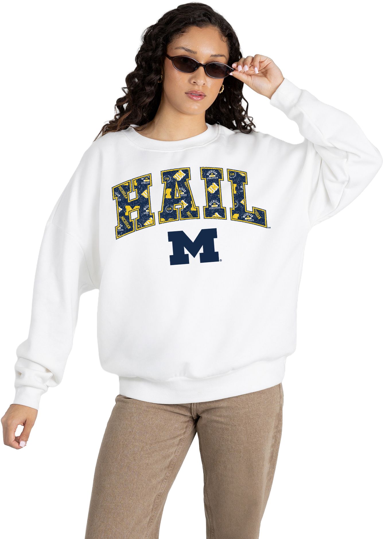 Gameday Couture Women's Michigan Wolverines White Fleece Drop Shoulder Crewneck Sweatshirt product image