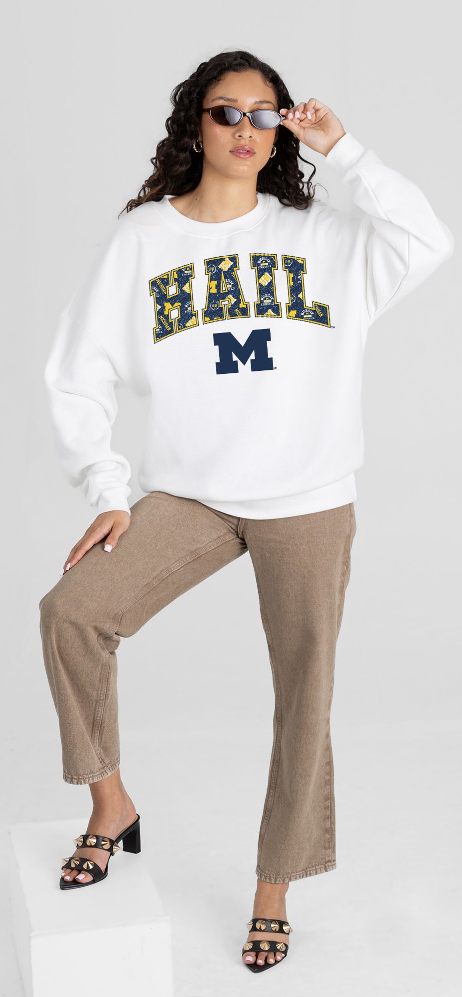 Gameday Couture Women's Michigan Wolverines White Fleece Drop Shoulder Crewneck Sweatshirt product image