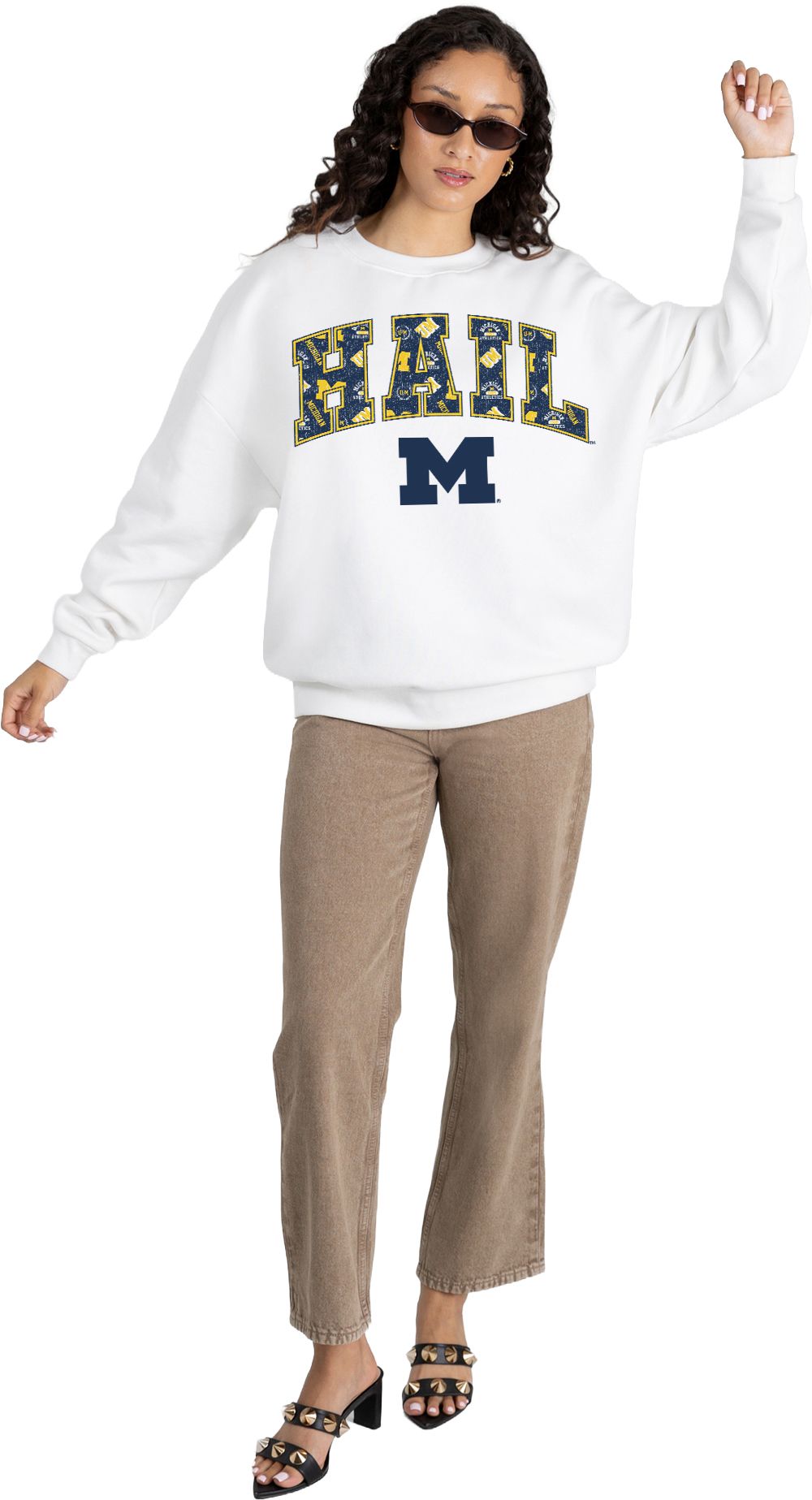 Gameday Couture Women's Michigan Wolverines White Fleece Drop Shoulder Crewneck Sweatshirt product image