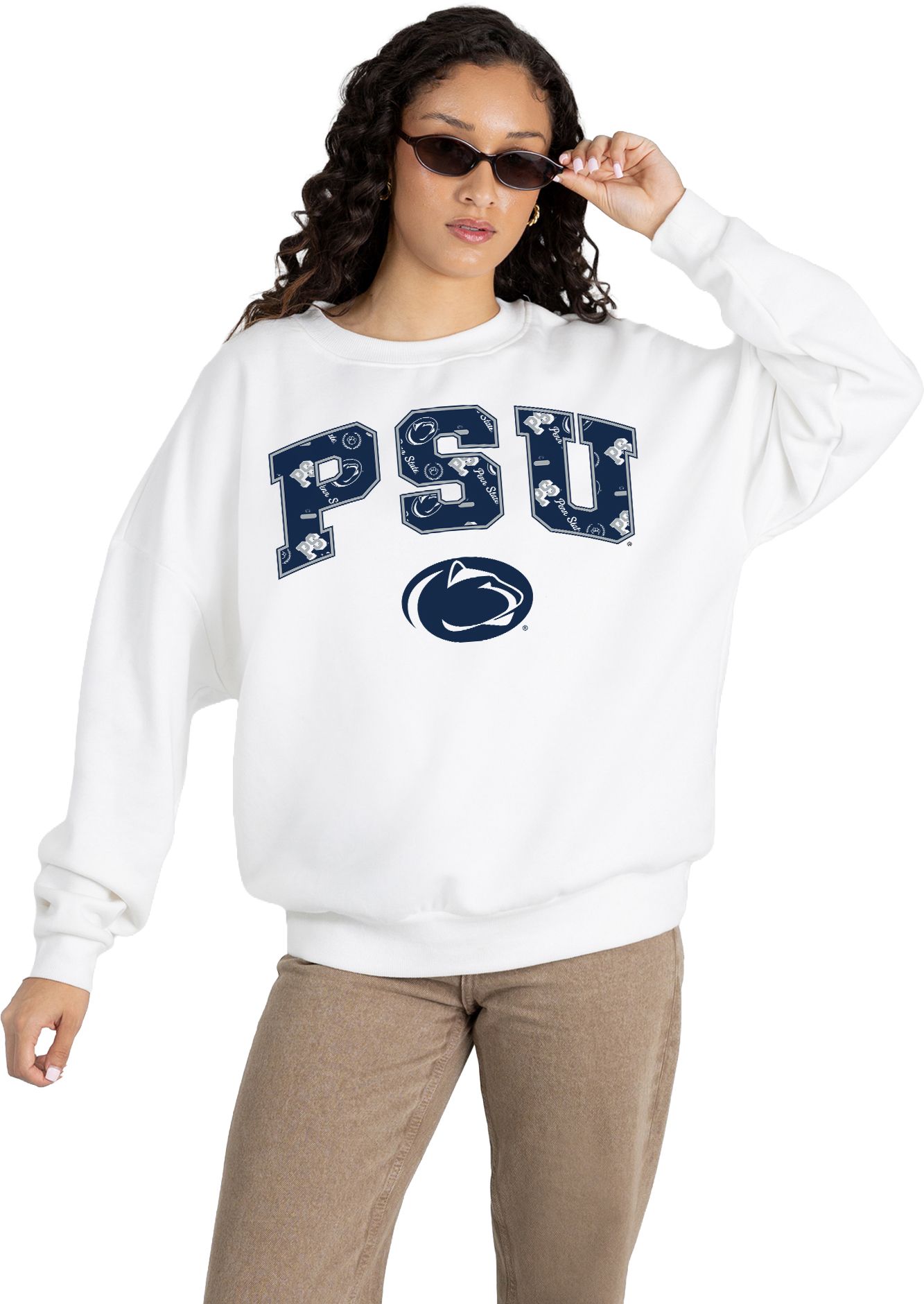 Gameday Couture Women's Penn State Nittany Lions White Fleece Drop Shoulder Crewneck Sweatshirt product image