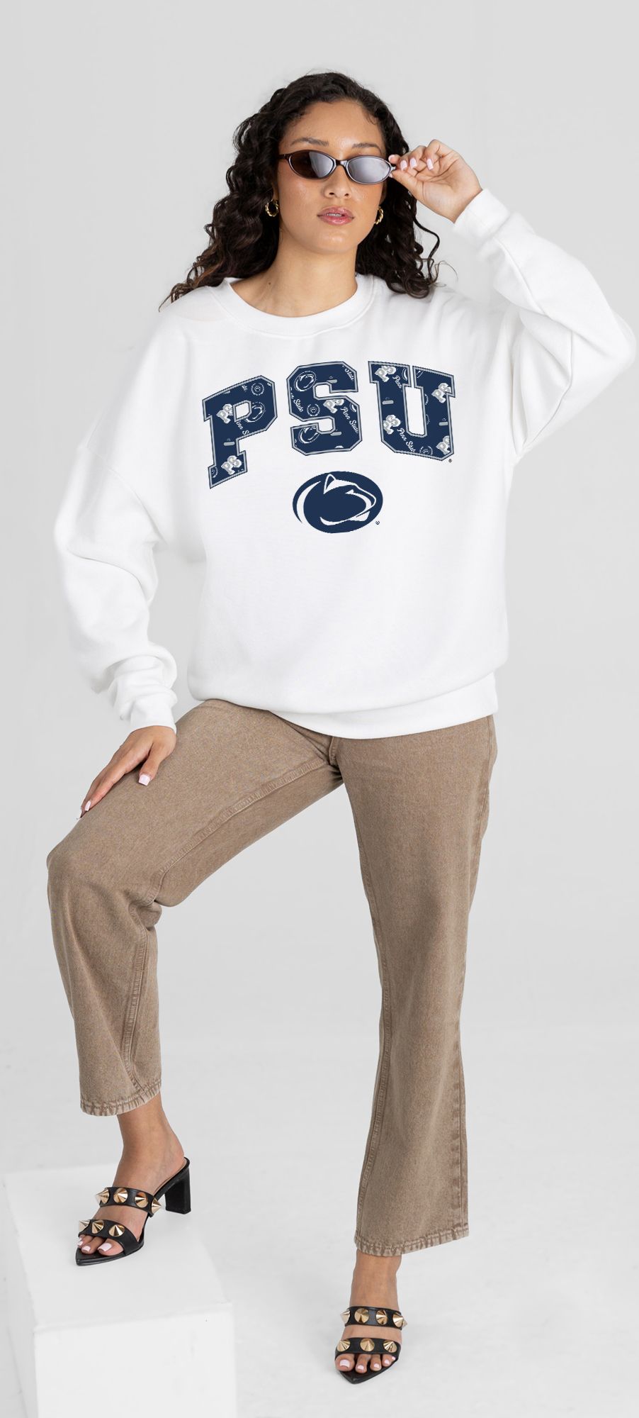 Gameday Couture Women's Penn State Nittany Lions White Fleece Drop Shoulder Crewneck Sweatshirt product image