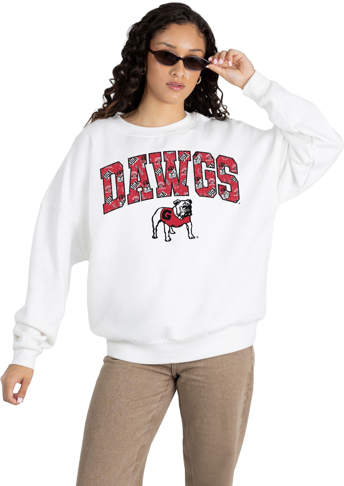 Gameday Couture Women's Georgia Bulldogs White Fleece Drop Shoulder Crewneck Sweatshirt product image