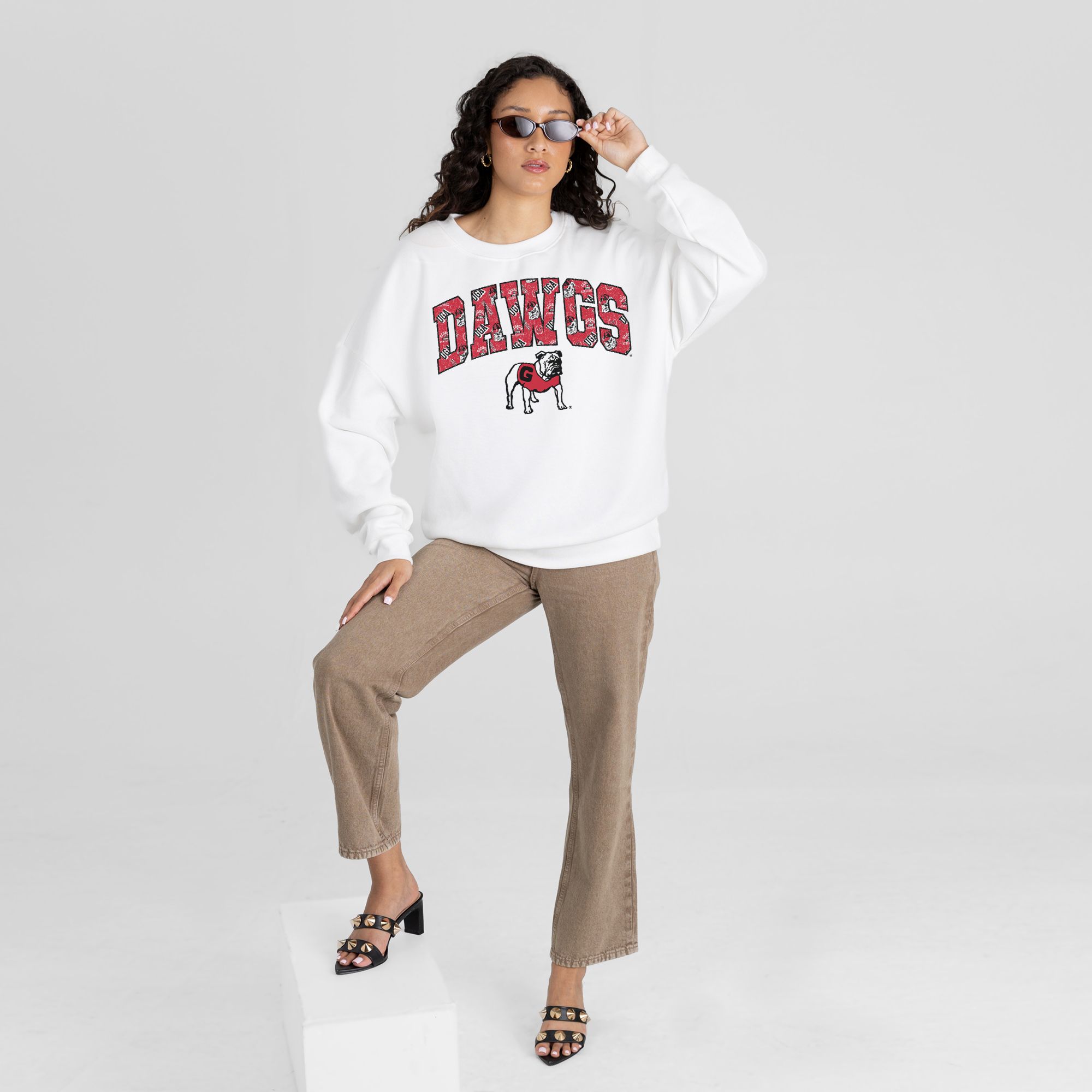 Gameday Couture Women's Georgia Bulldogs White Fleece Drop Shoulder Crewneck Sweatshirt product image