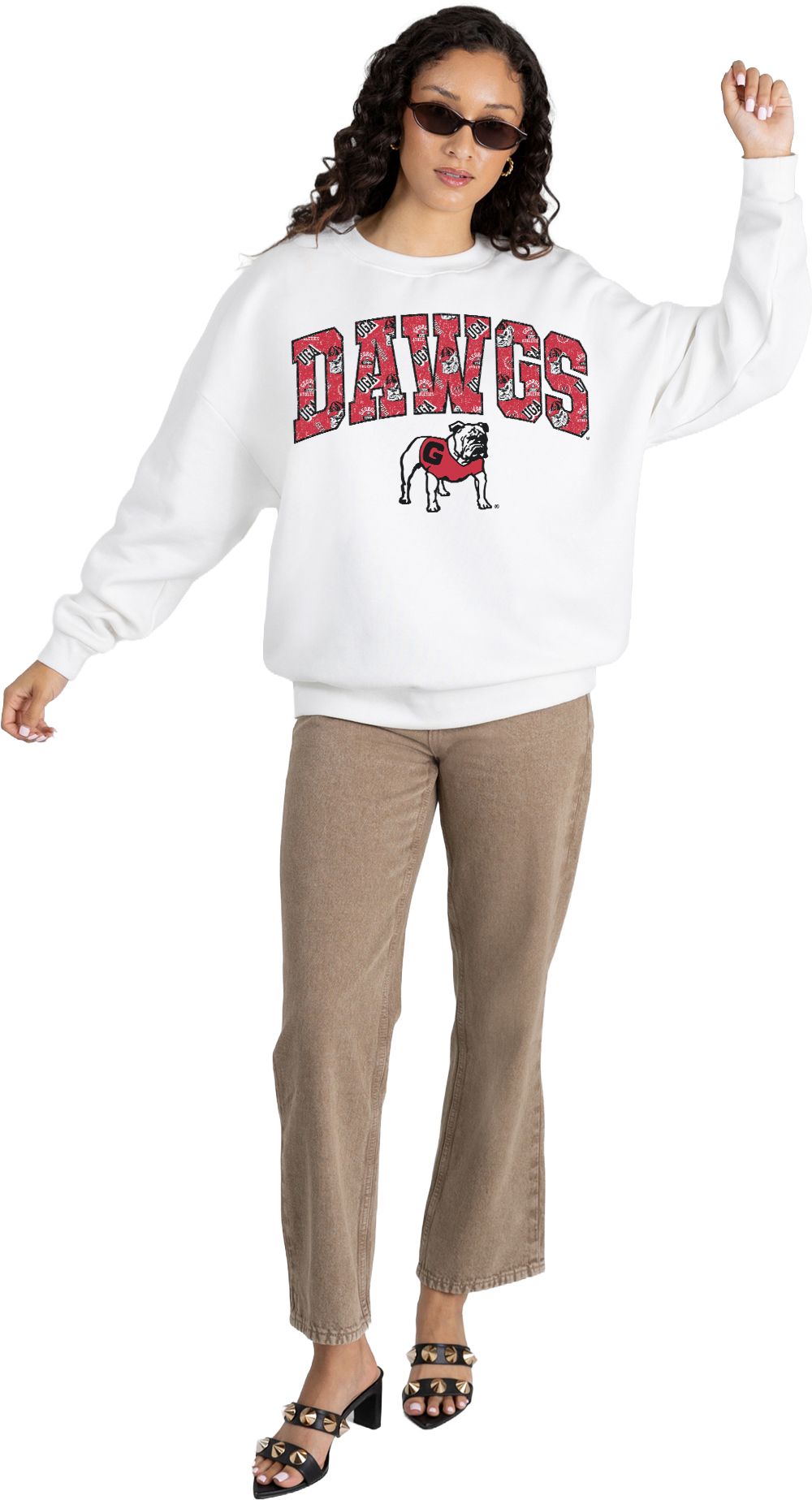 Gameday Couture Women's Georgia Bulldogs White Fleece Drop Shoulder Crewneck Sweatshirt product image