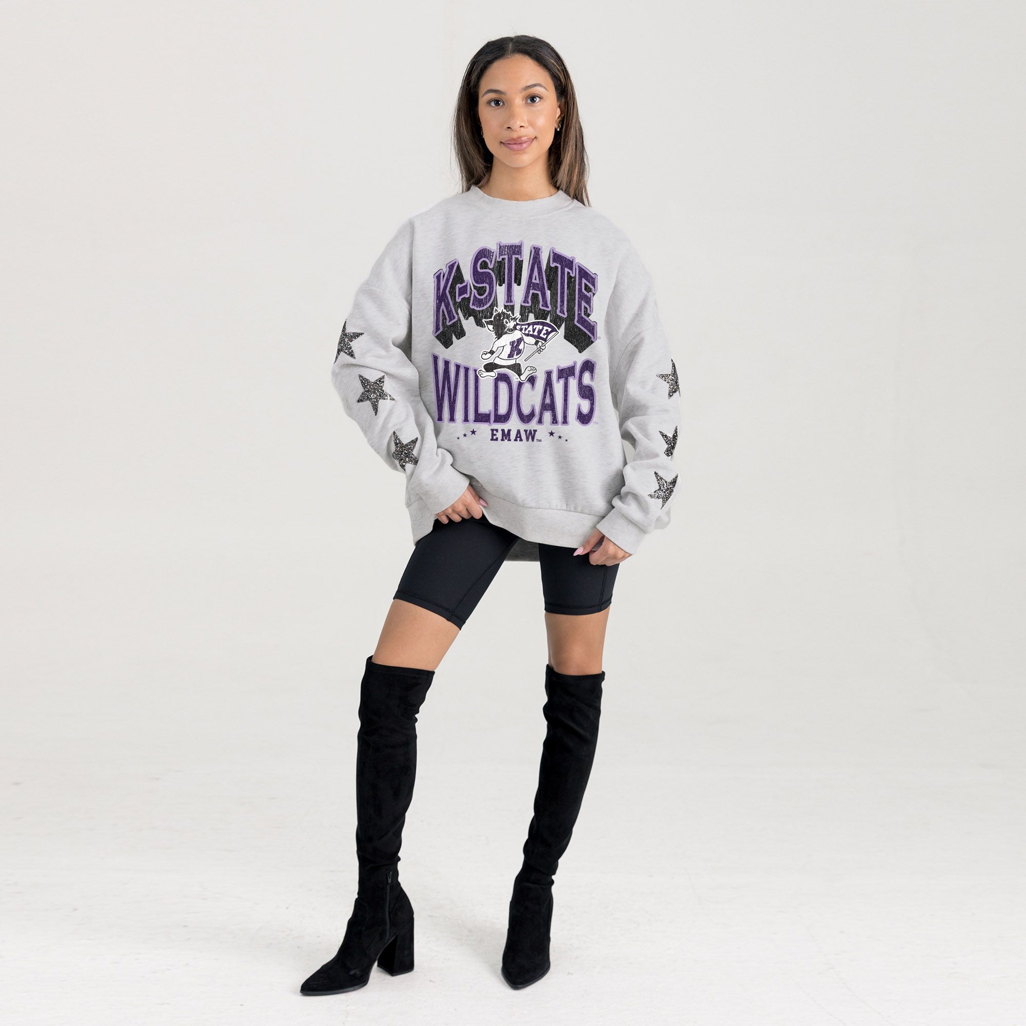 Gameday Couture Women's Kansas State Wildcats Ash Star Crew Pullover Sweatshirt product image