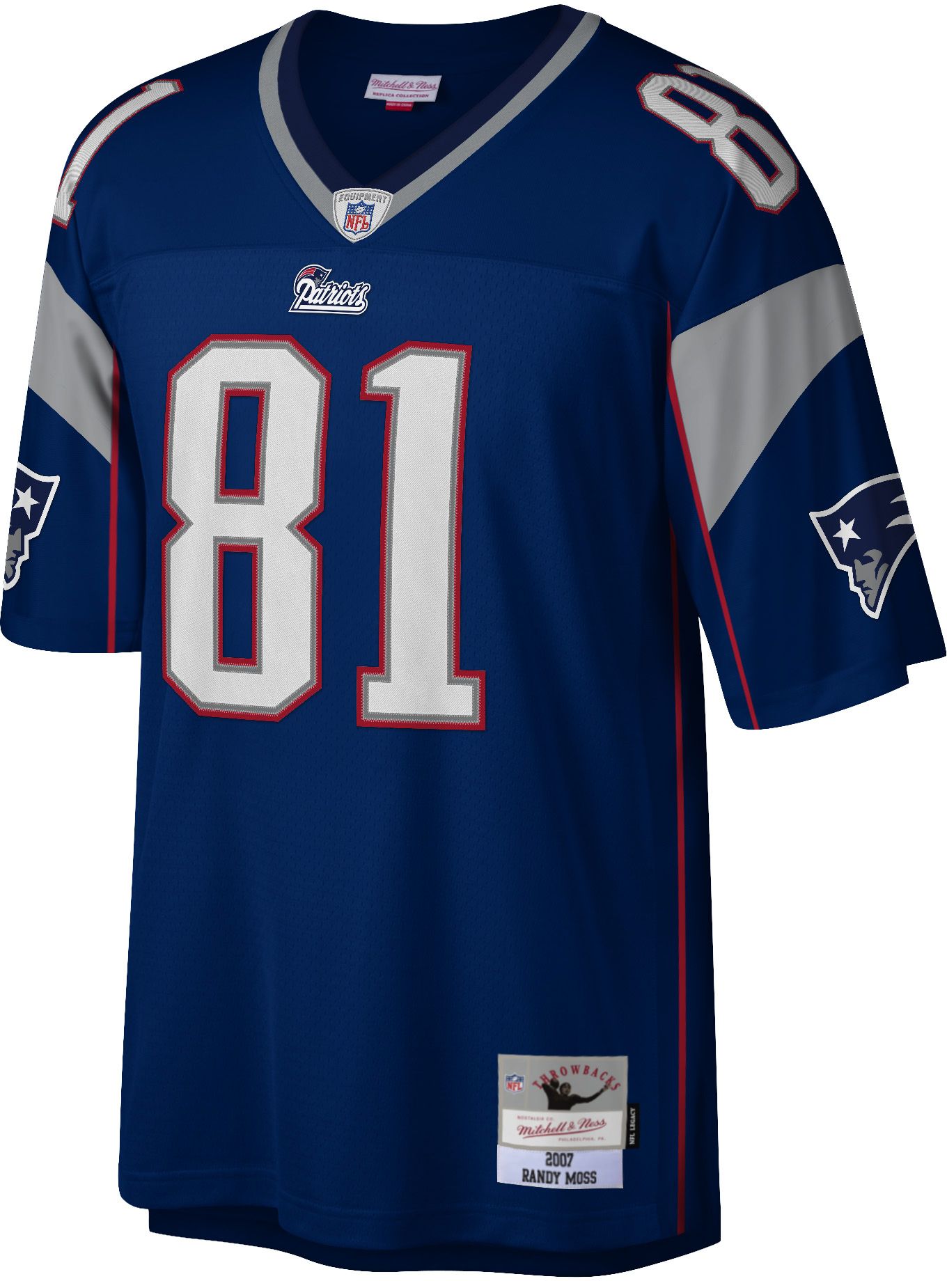 Mitchell & Ness Men's New England Patriots Randy Moss #81 2007 Navy Throwback Jersey