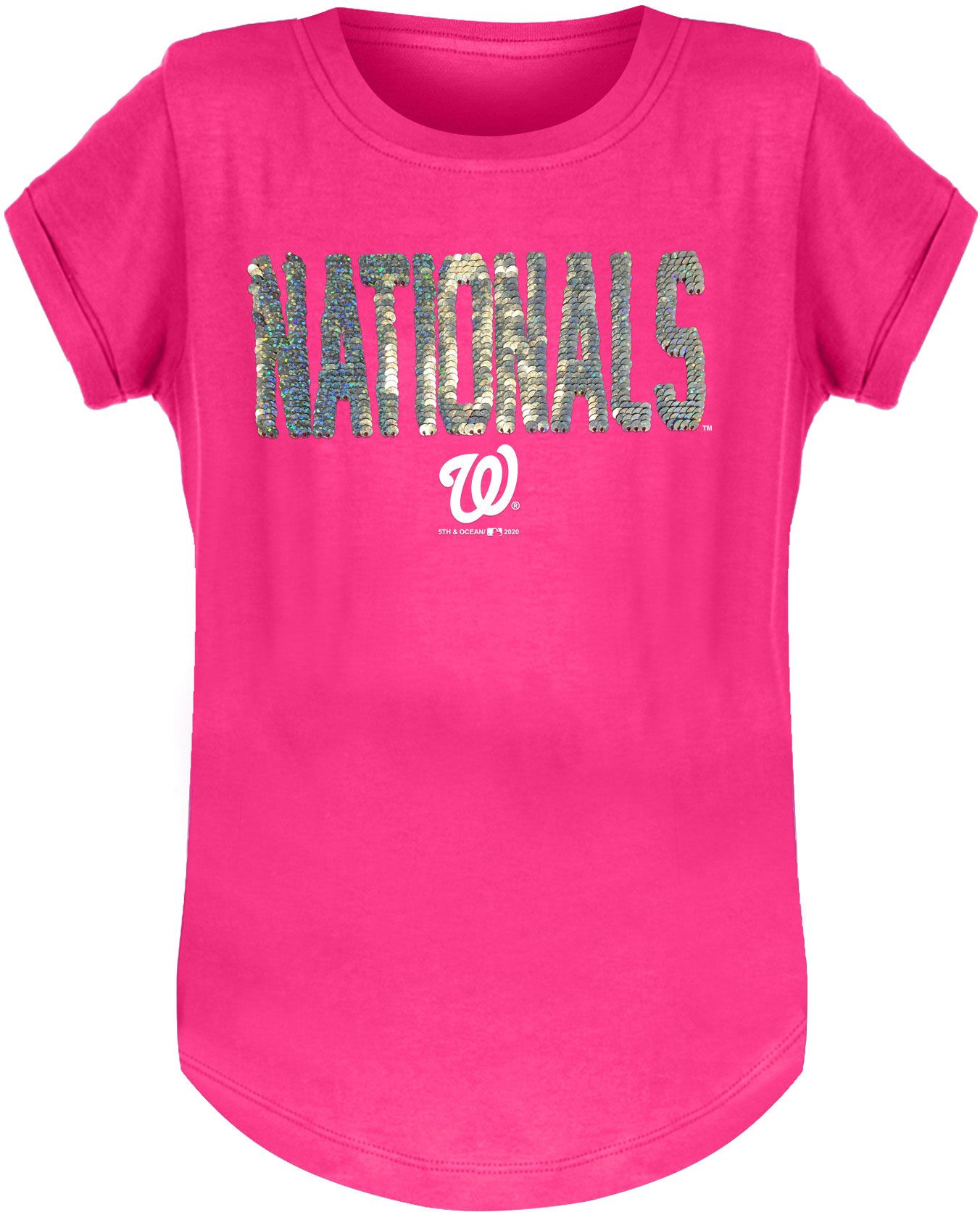 New Era Youth Girls' Washington Nationals Pink Flip Sequins T-Shirt product image