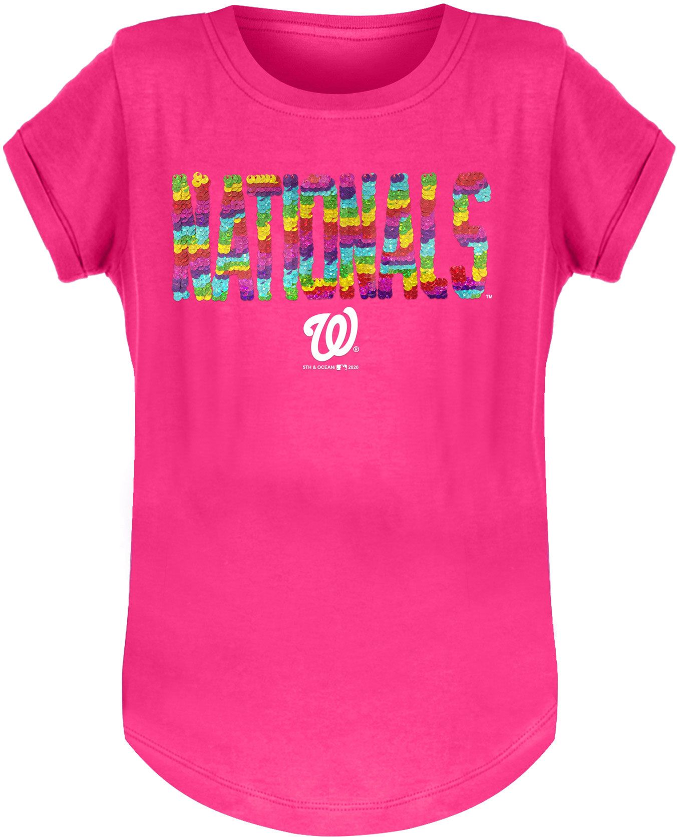 New Era Youth Girls' Washington Nationals Pink Flip Sequins T-Shirt product image