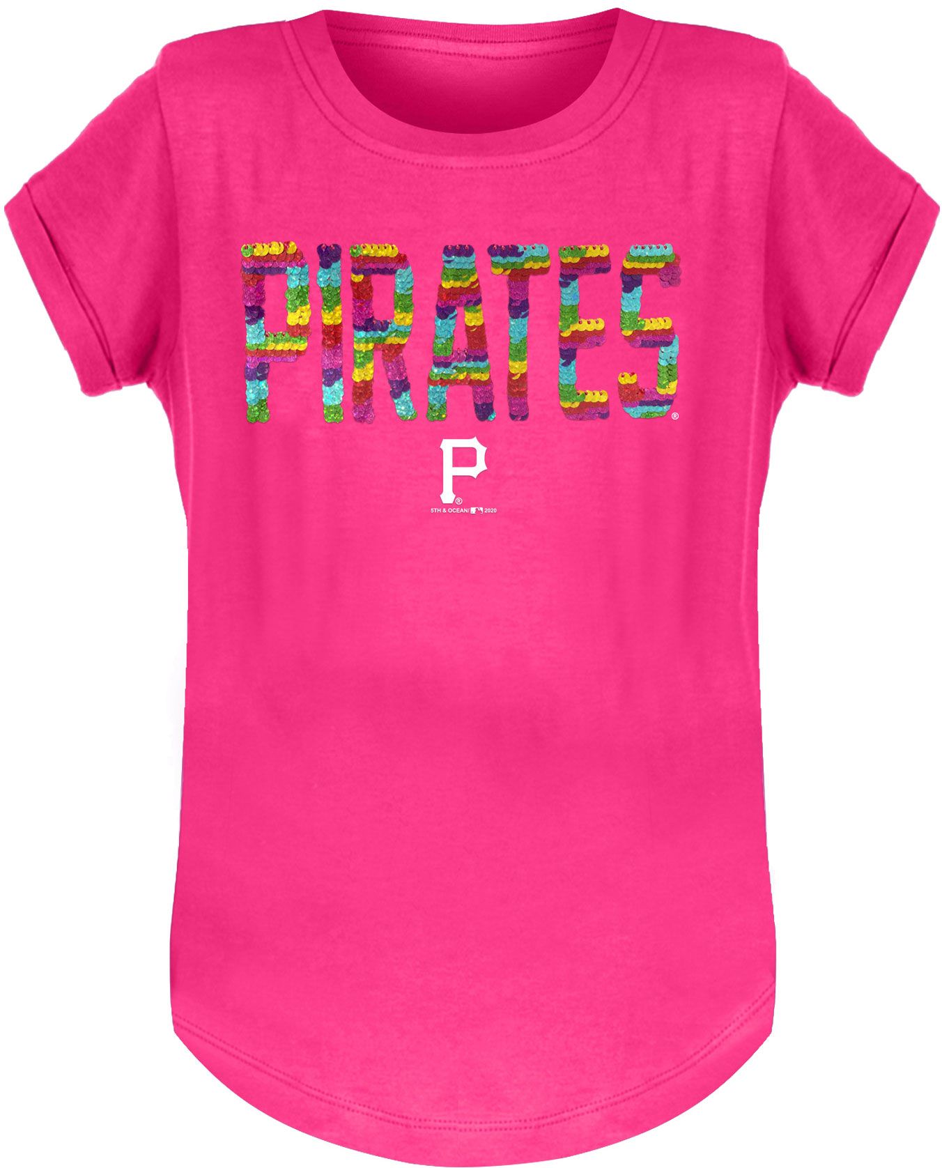 New Era Youth Girls' Pittsburgh Pirates Pink Flip Sequins T-Shirt product image