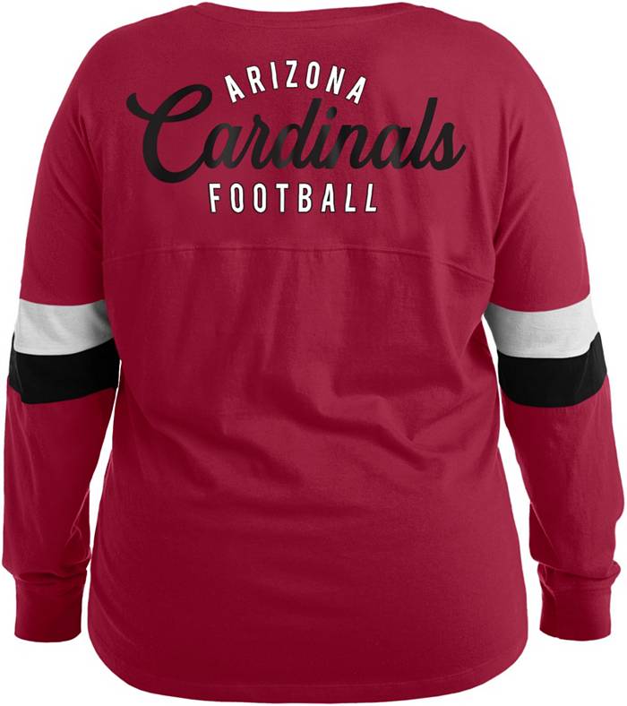 New Era Women's Arizona Cardinals Lace Up Red Plus Size Long Sleeve T-Shirt
