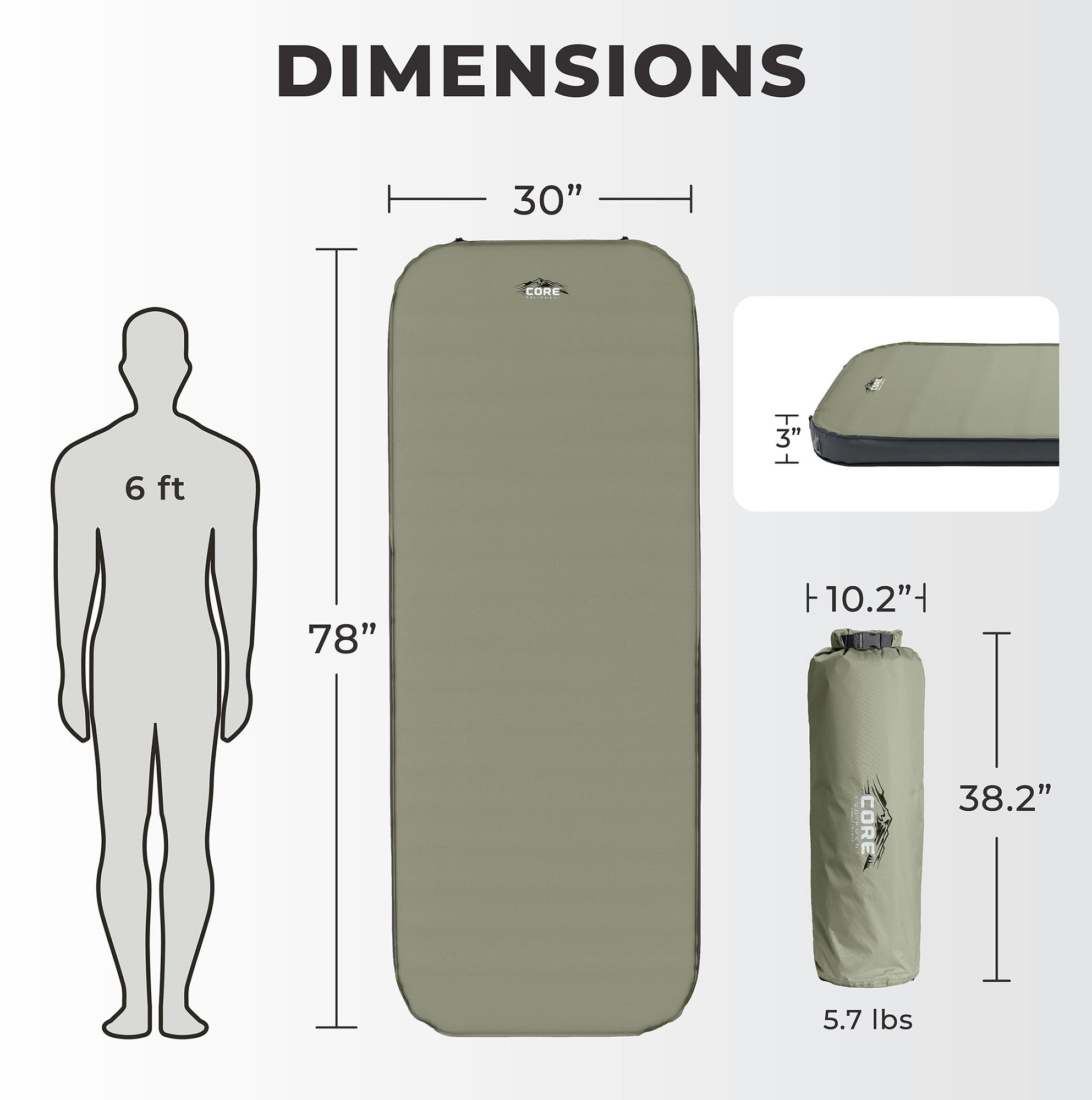 CORE Equipment 4 Seas Self-Inflating Camp Bed product image