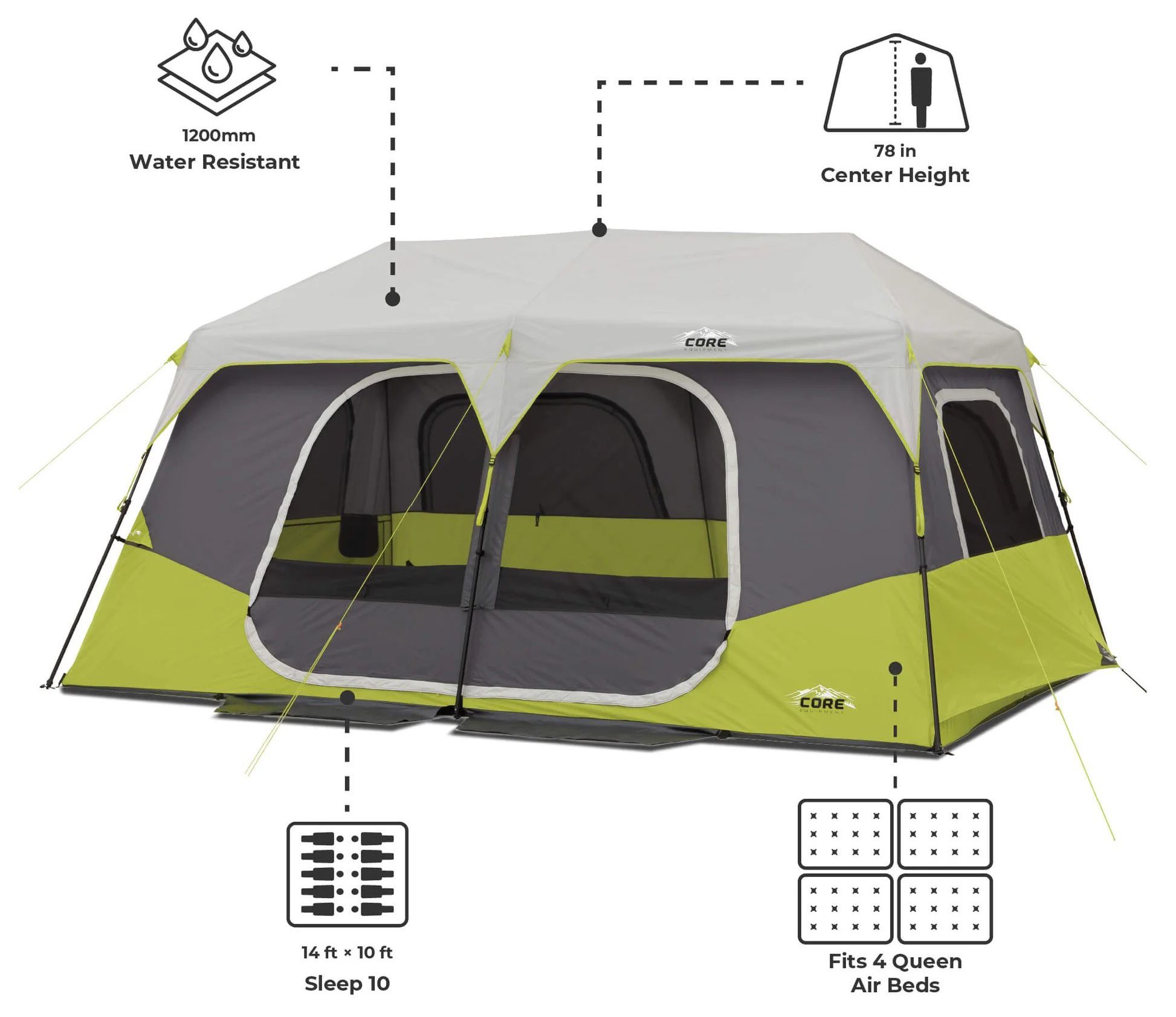CORE Equipment 10 Person Instant Cabin Tent product image