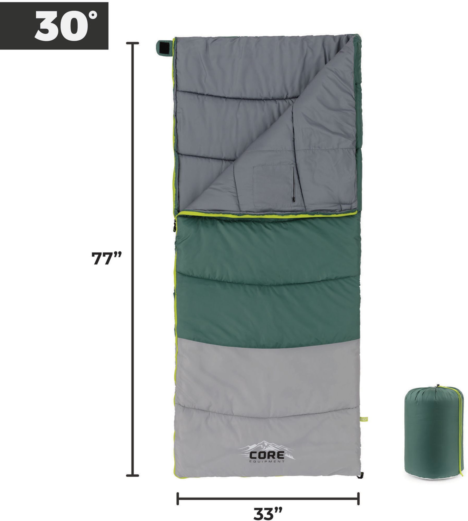 CORE Equipment Rectangular Sleeping Bag 30F product image