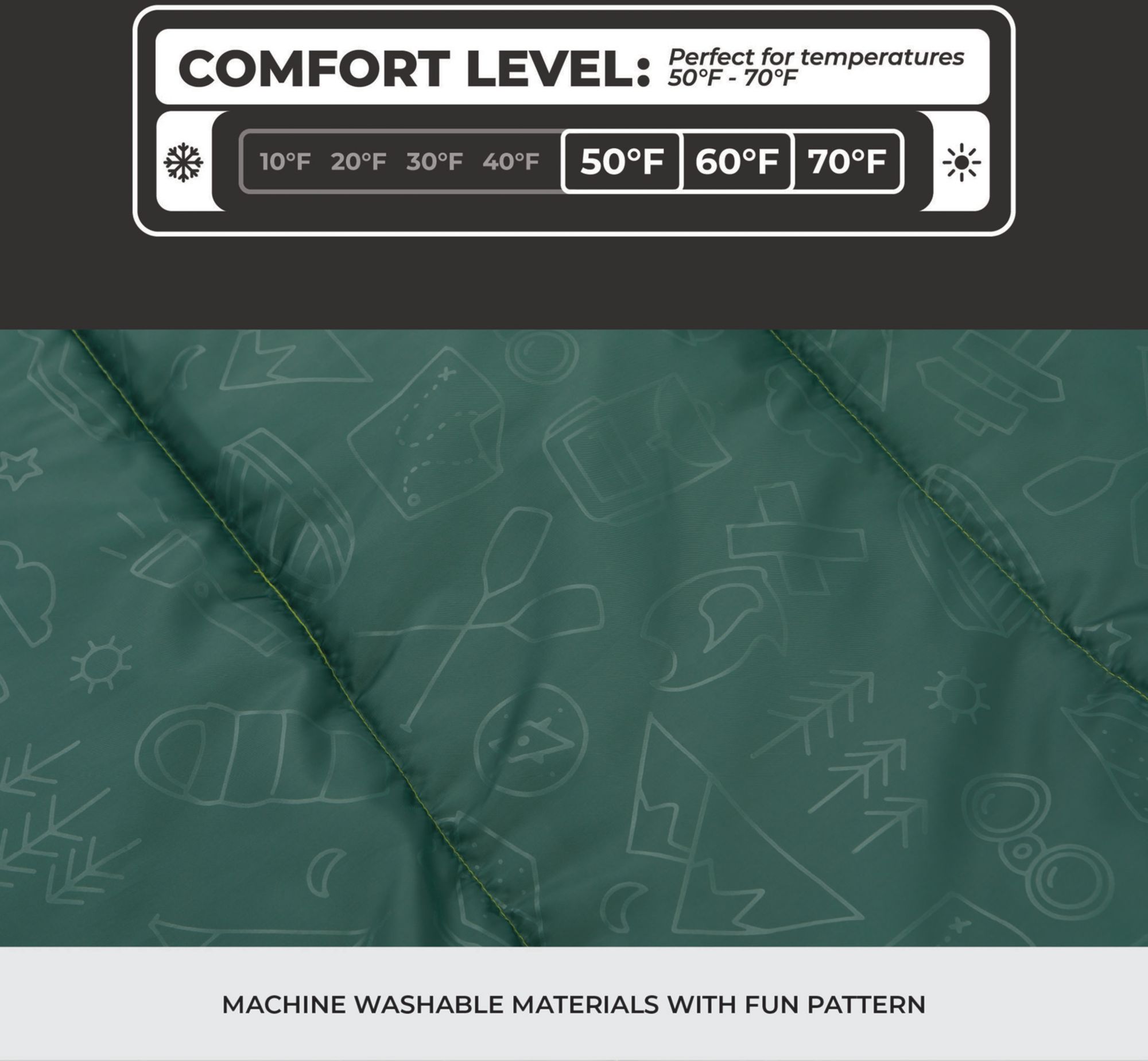 CORE Equipment Warm Weather Youth Rectangular Sleeping Bag product image