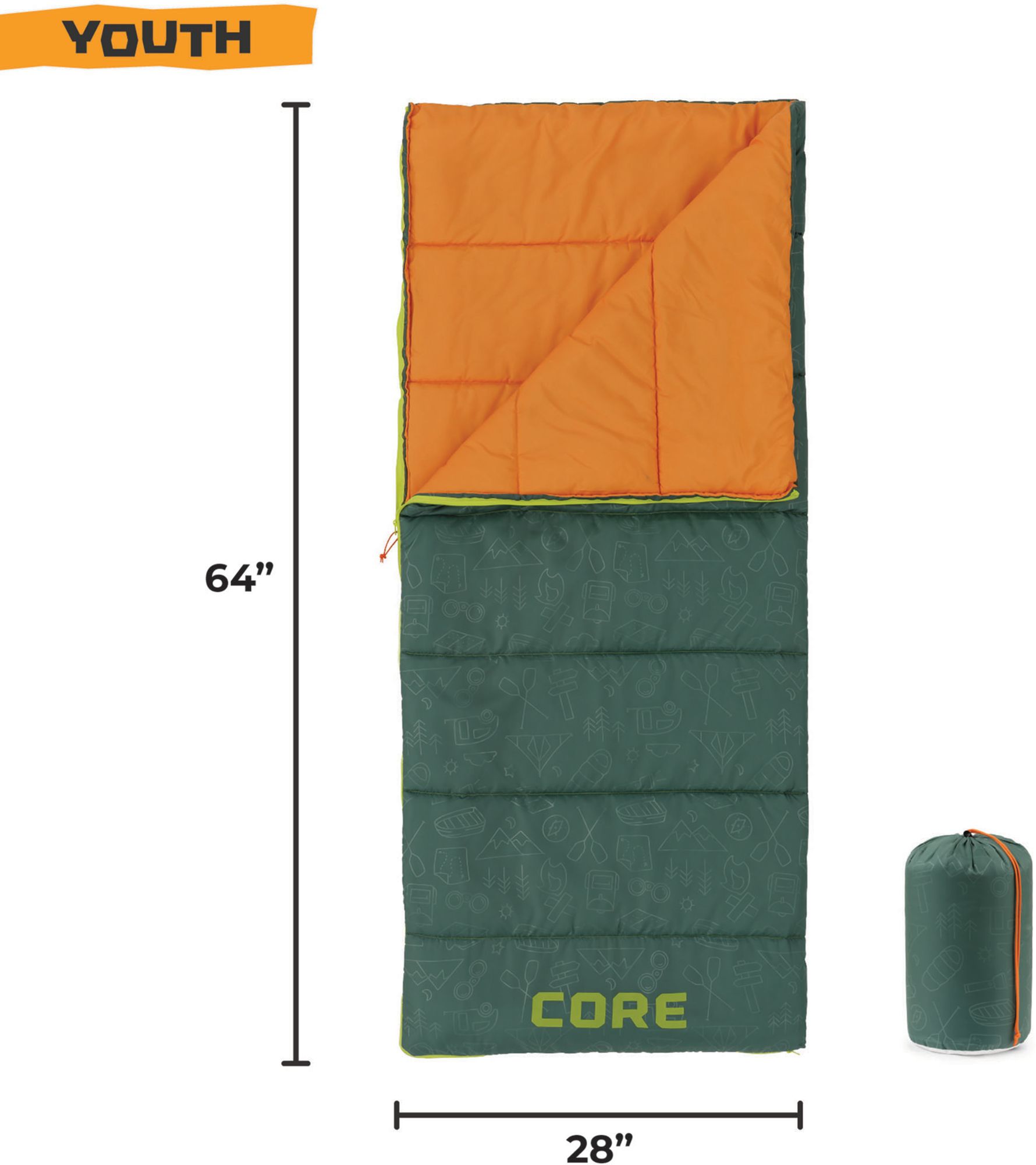 CORE Equipment Warm Weather Youth Rectangular Sleeping Bag product image