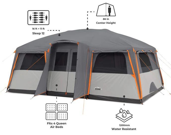 CORE Equipment 12 Person Straight Wall Cabin Tent product image