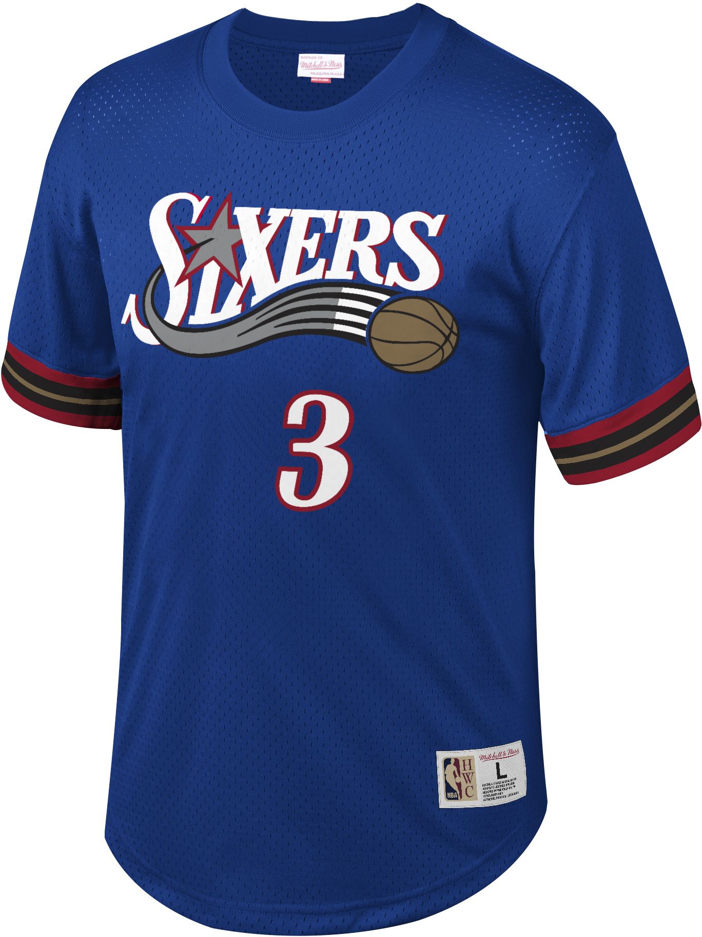 Mitchell & Ness Men's Philadelphia 76ers Allen Iverson #3 Royal Blue T-Shirt product image