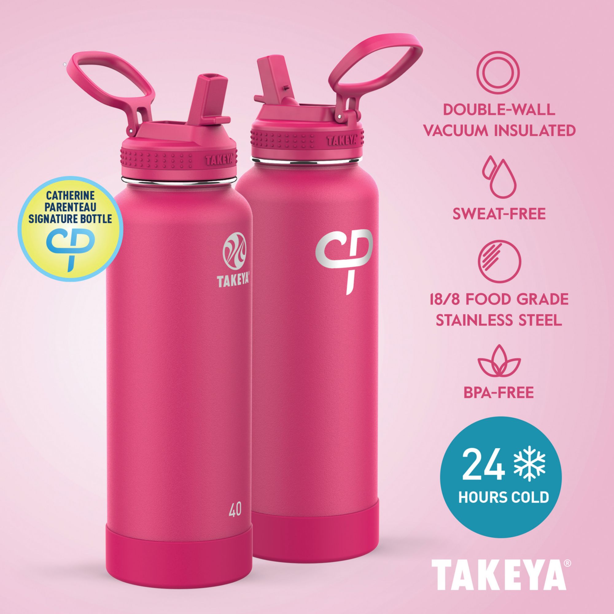 Takeya CP Signature Pickleball Insulated 40 Oz. Water Bottle with Straw Lid product image