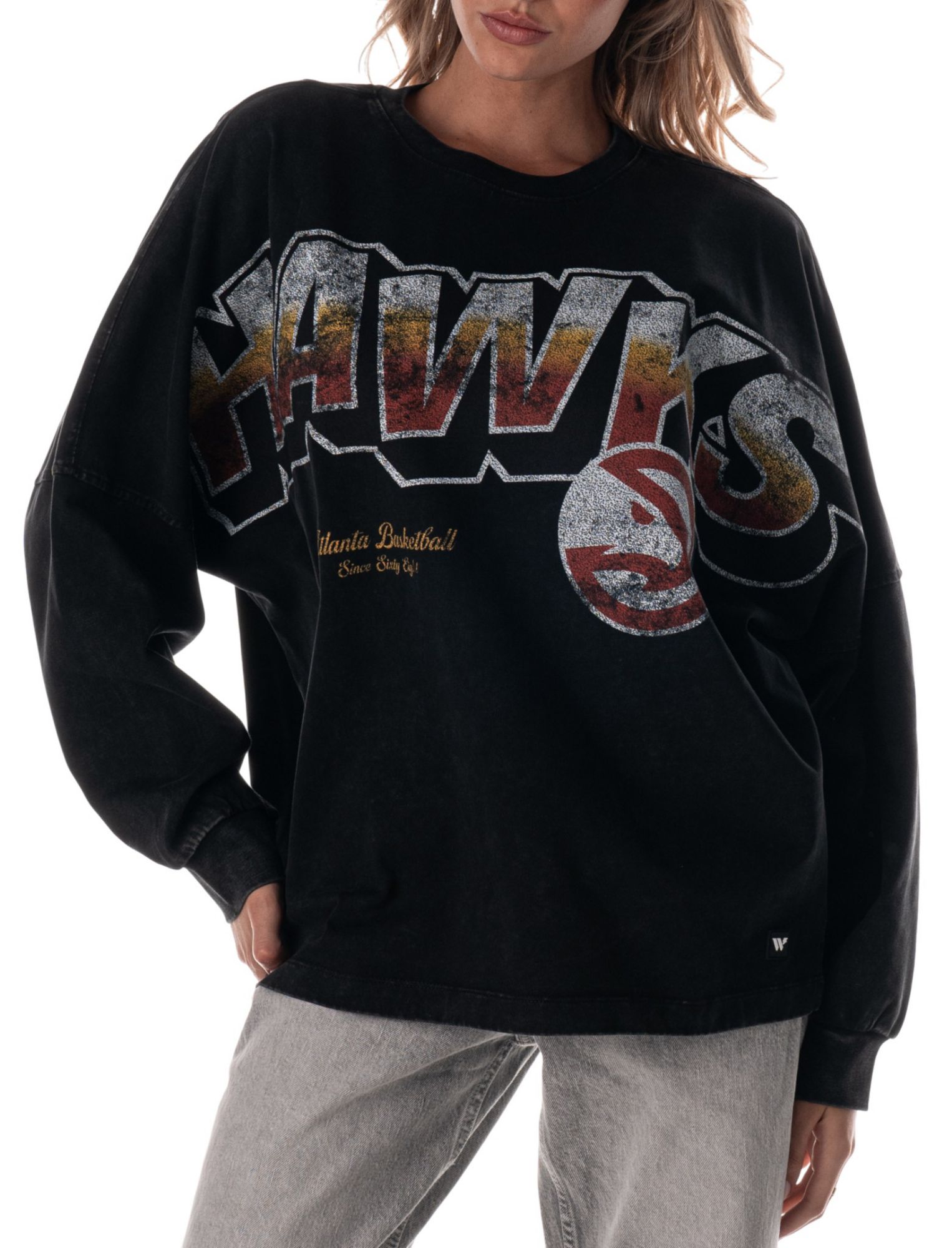 The Wild Collective Adult Atlanta Hawks Black Oversized Long Sleeve T-Shirt product image