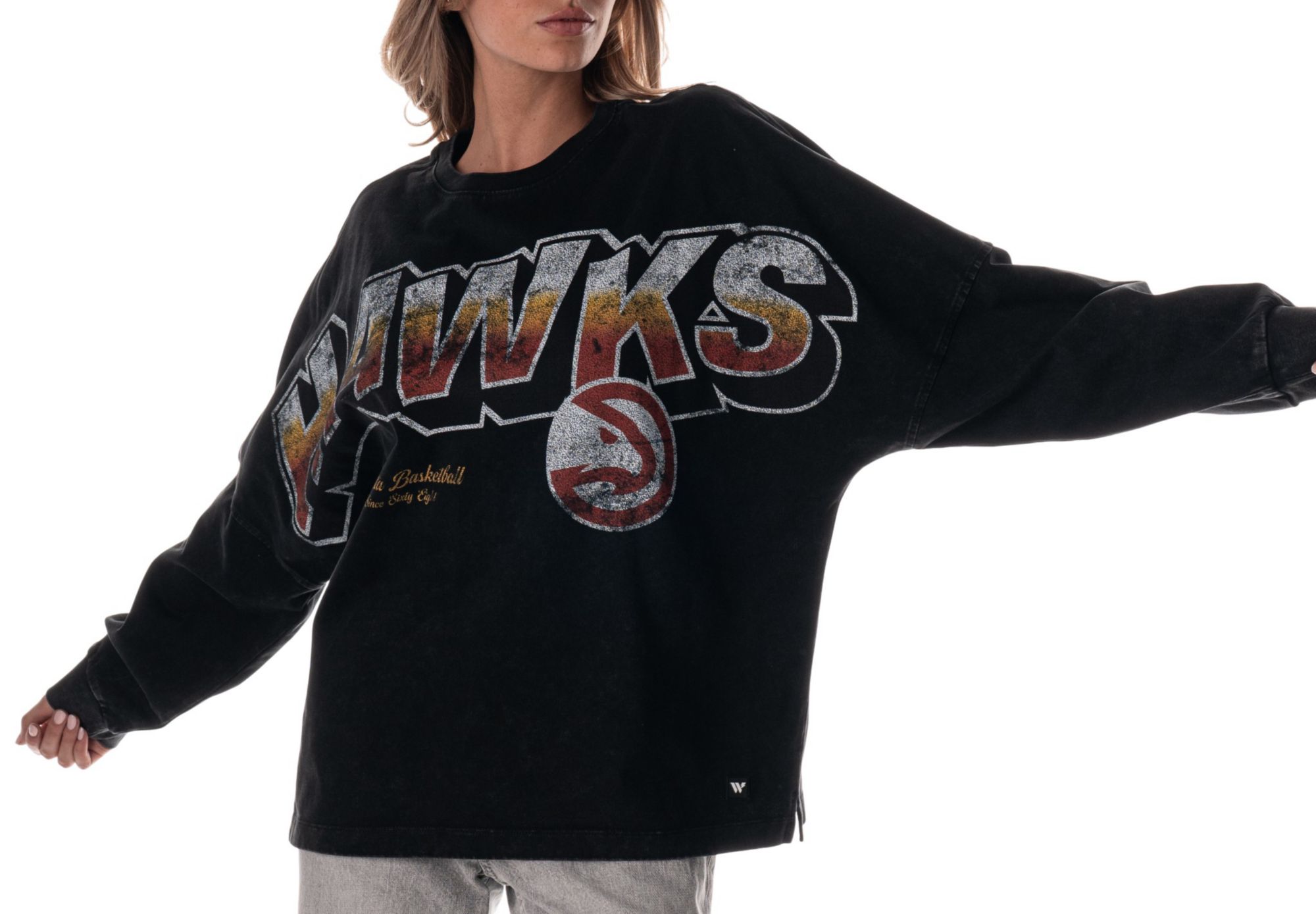 The Wild Collective Adult Atlanta Hawks Black Oversized Long Sleeve T-Shirt product image