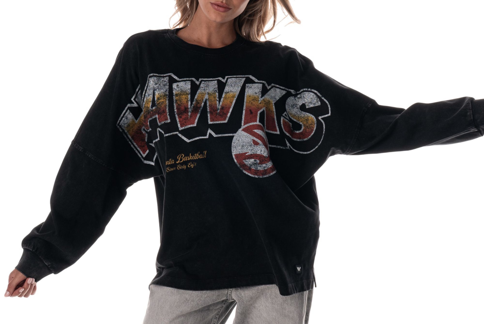 The Wild Collective Adult Atlanta Hawks Black Oversized Long Sleeve T-Shirt product image